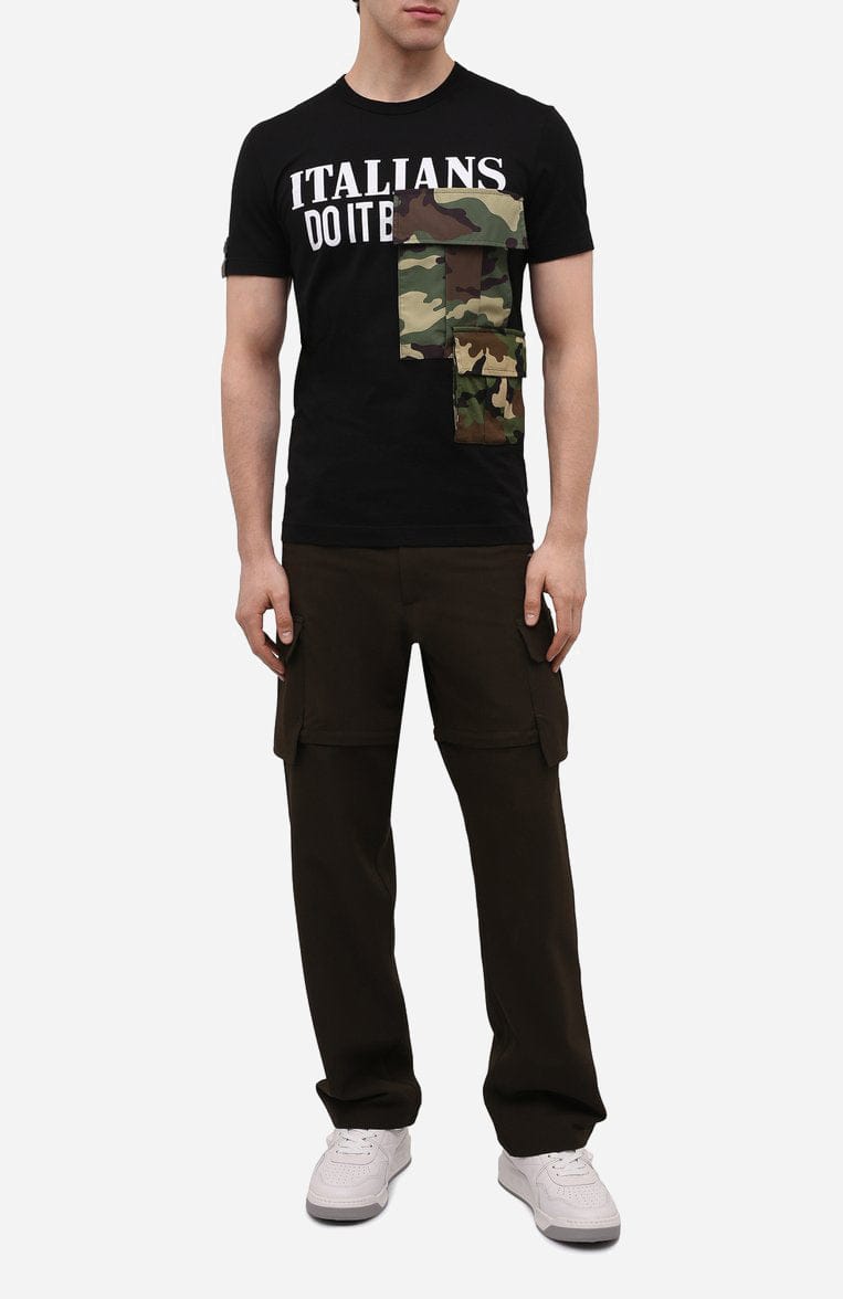 Dolce & Gabbana “Italians Do It Better” Camo Pocket Cotton T-Shirt