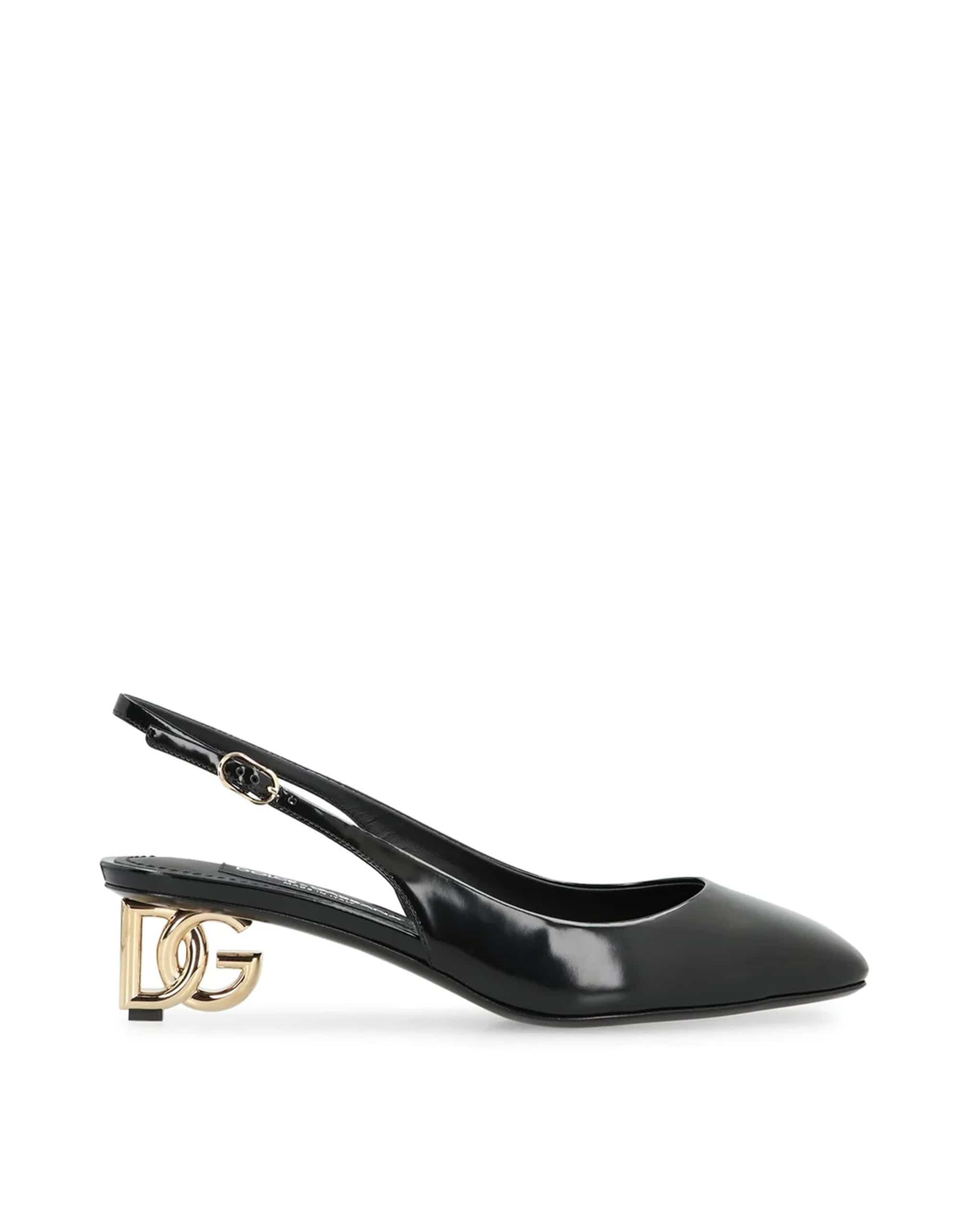 DOLCE&GABBANA スリングバックパンプス ホワイト/ブラック Dolce & Gabbana ジャッキー パテント スリングバック パンプス