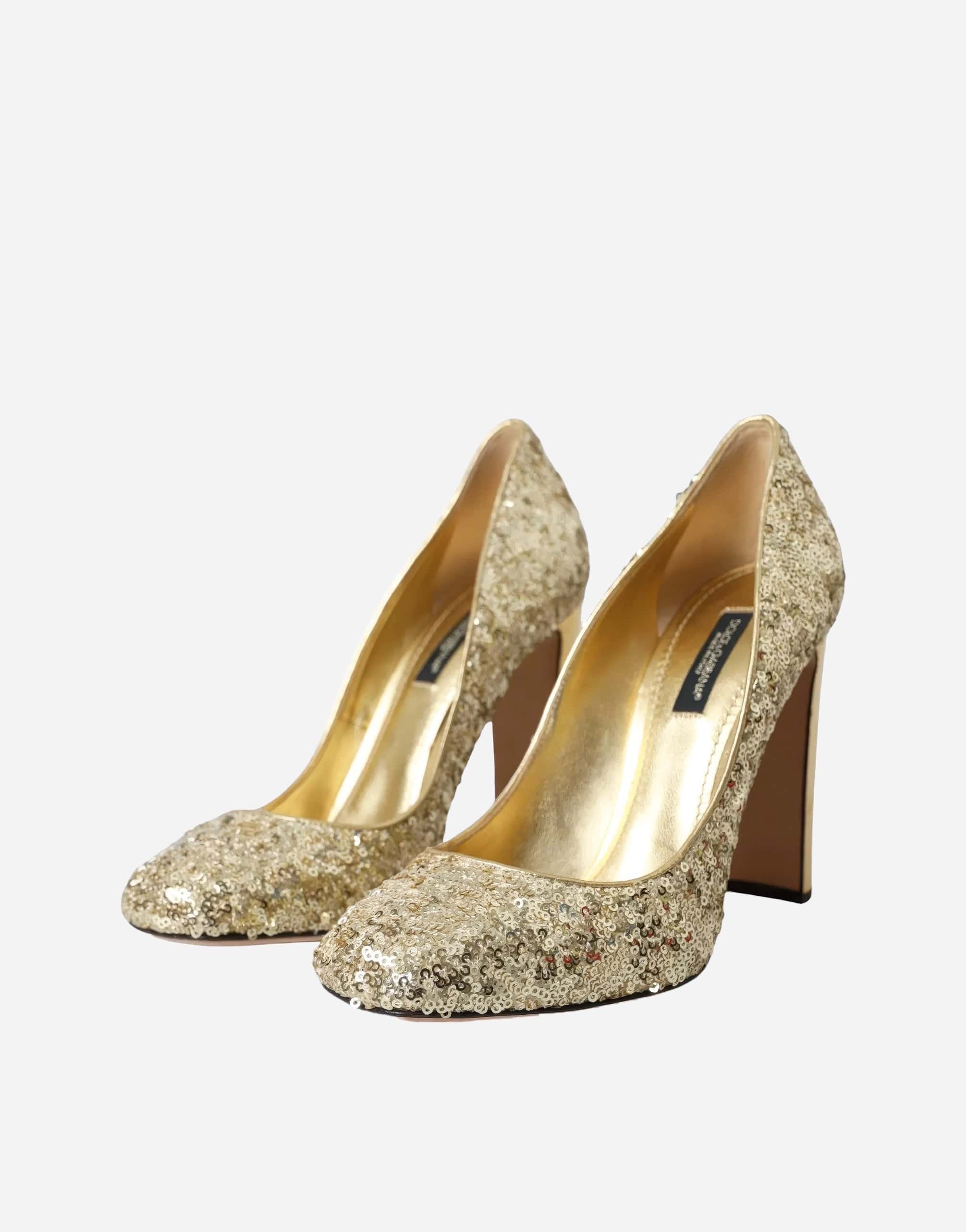 Dolce & Gabbana Jackie Pumps With Gold Sequin