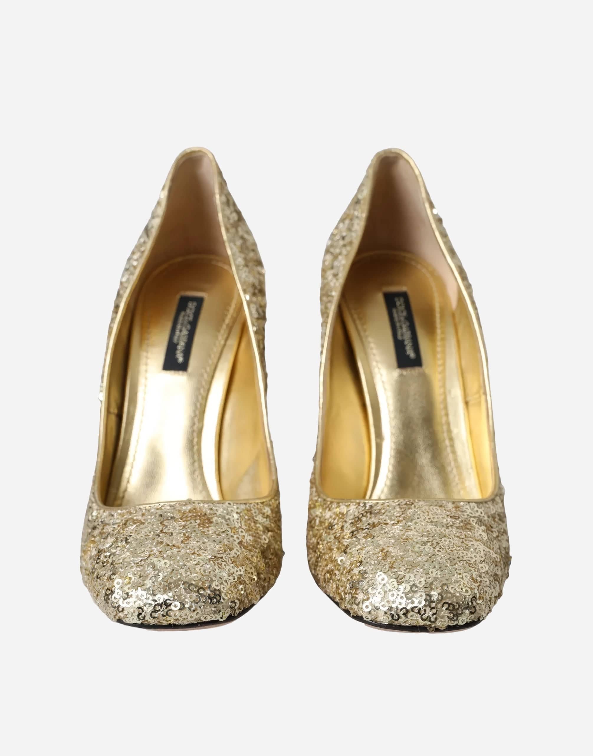 Dolce & Gabbana Jackie Pumps With Gold Sequin