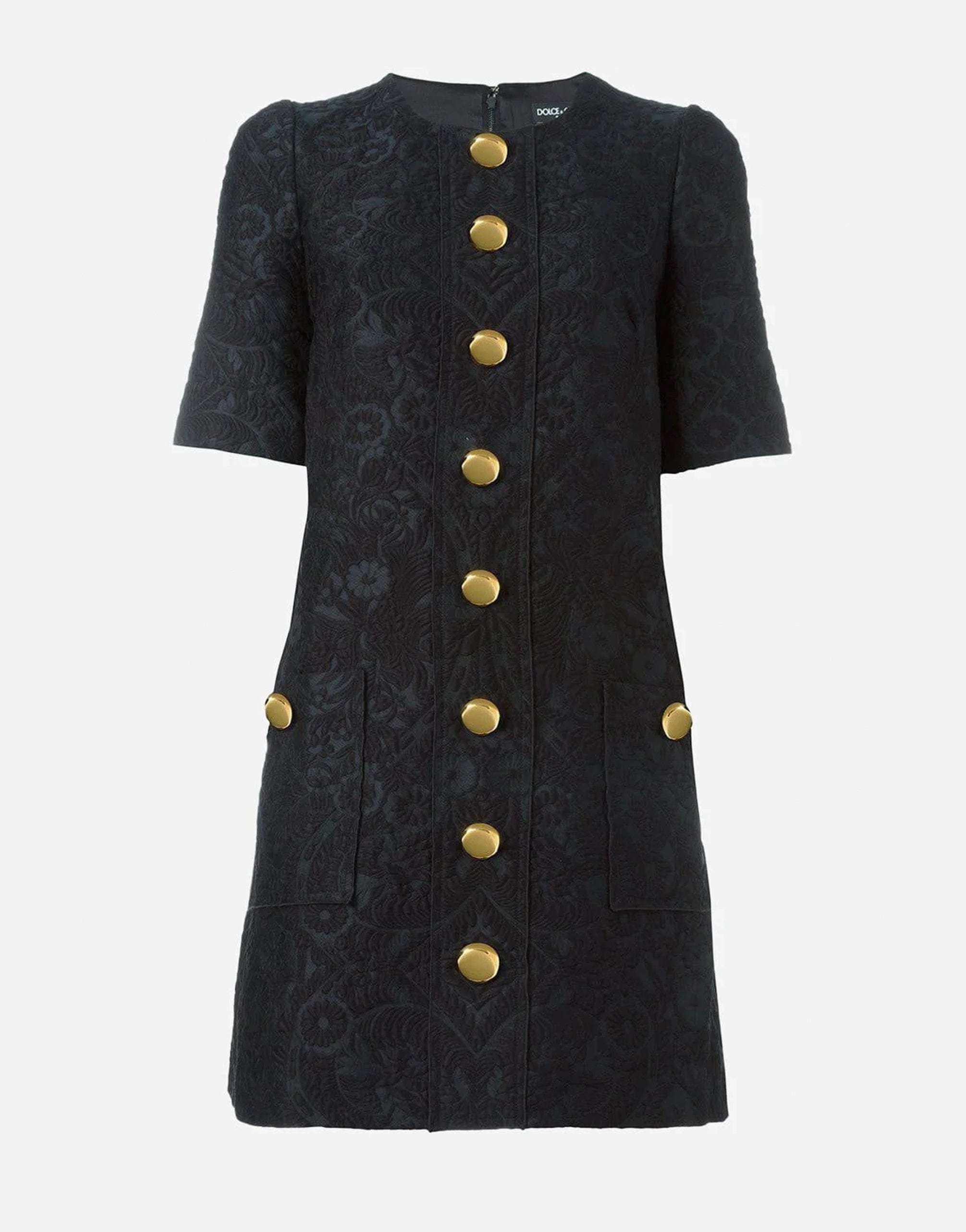 Dolce & Gabbana Jacquard Button-Embellished Mini Dress
