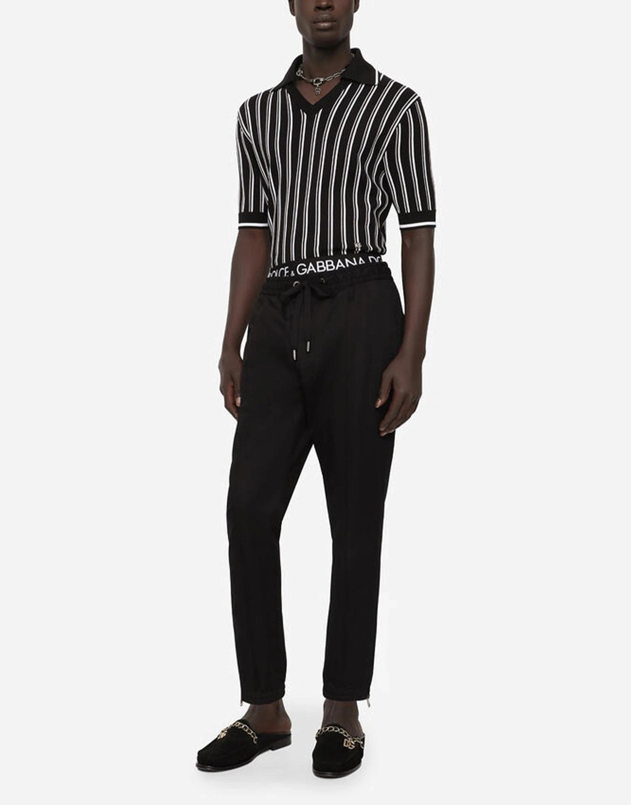 Dolce & Gabbana Jacquard DG Patch Silk Polo Shirt