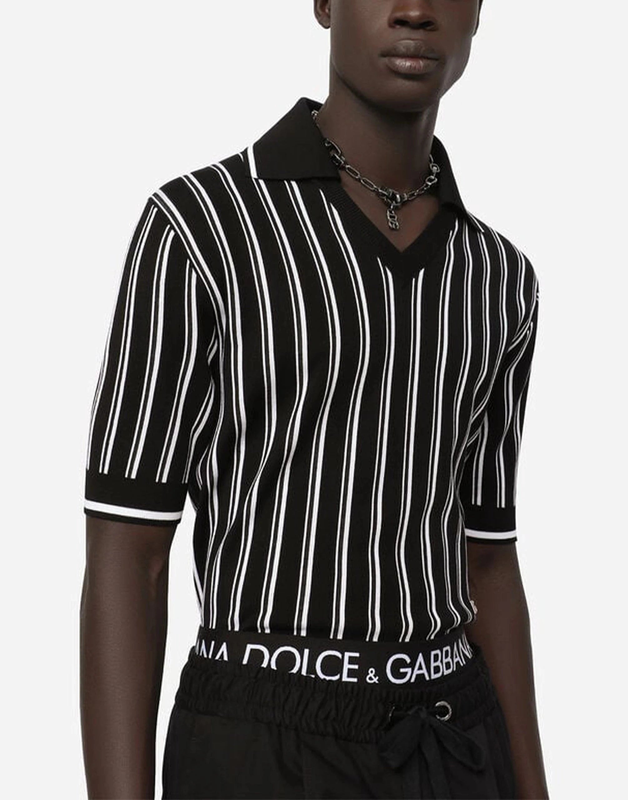 Jacquard Polo In Seta Dolce E Gabbana Dolce Gabbana Polo Di Seta