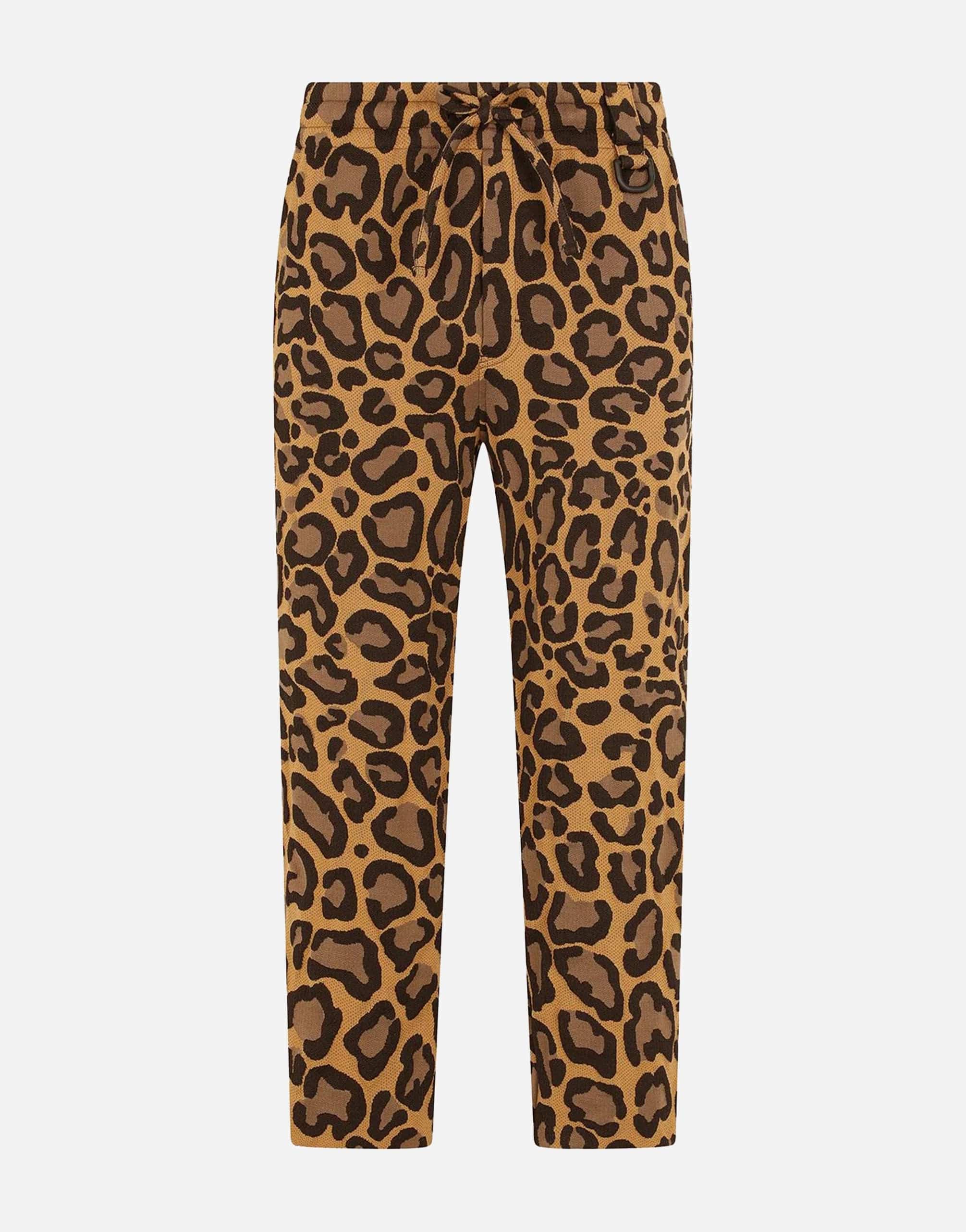 Pantaloni jogging jacquard con design leopardo