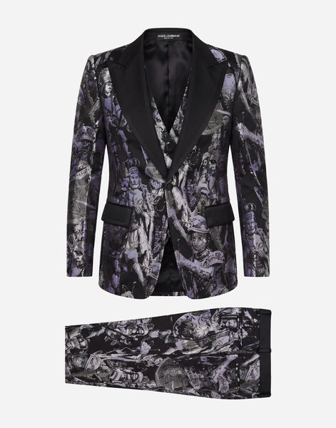Dolce & Gabbana Jacquard Satin Lapel Suit | Sendegaro JP