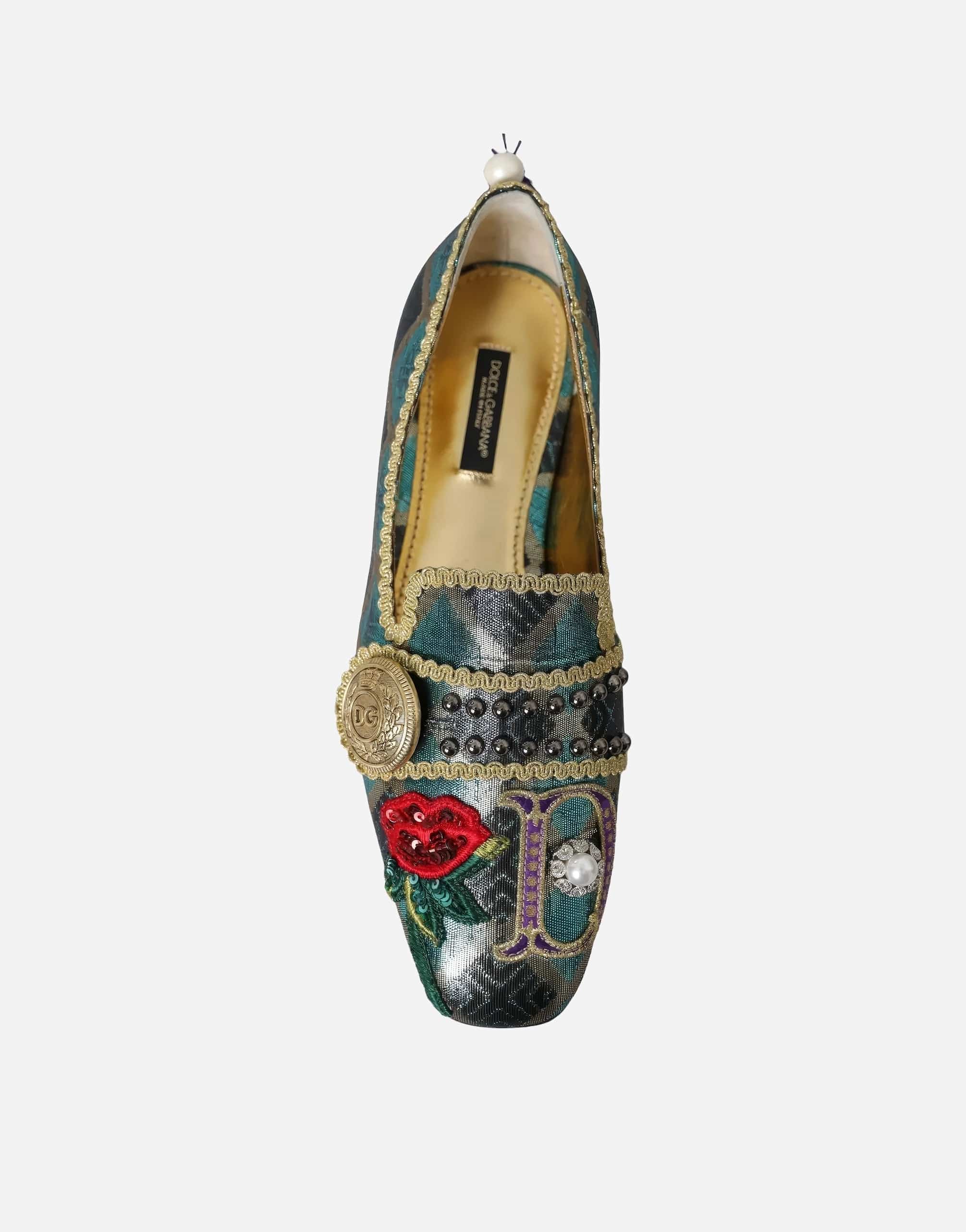 Dolce & Gabbana Jacquard Slippers With Embellishments