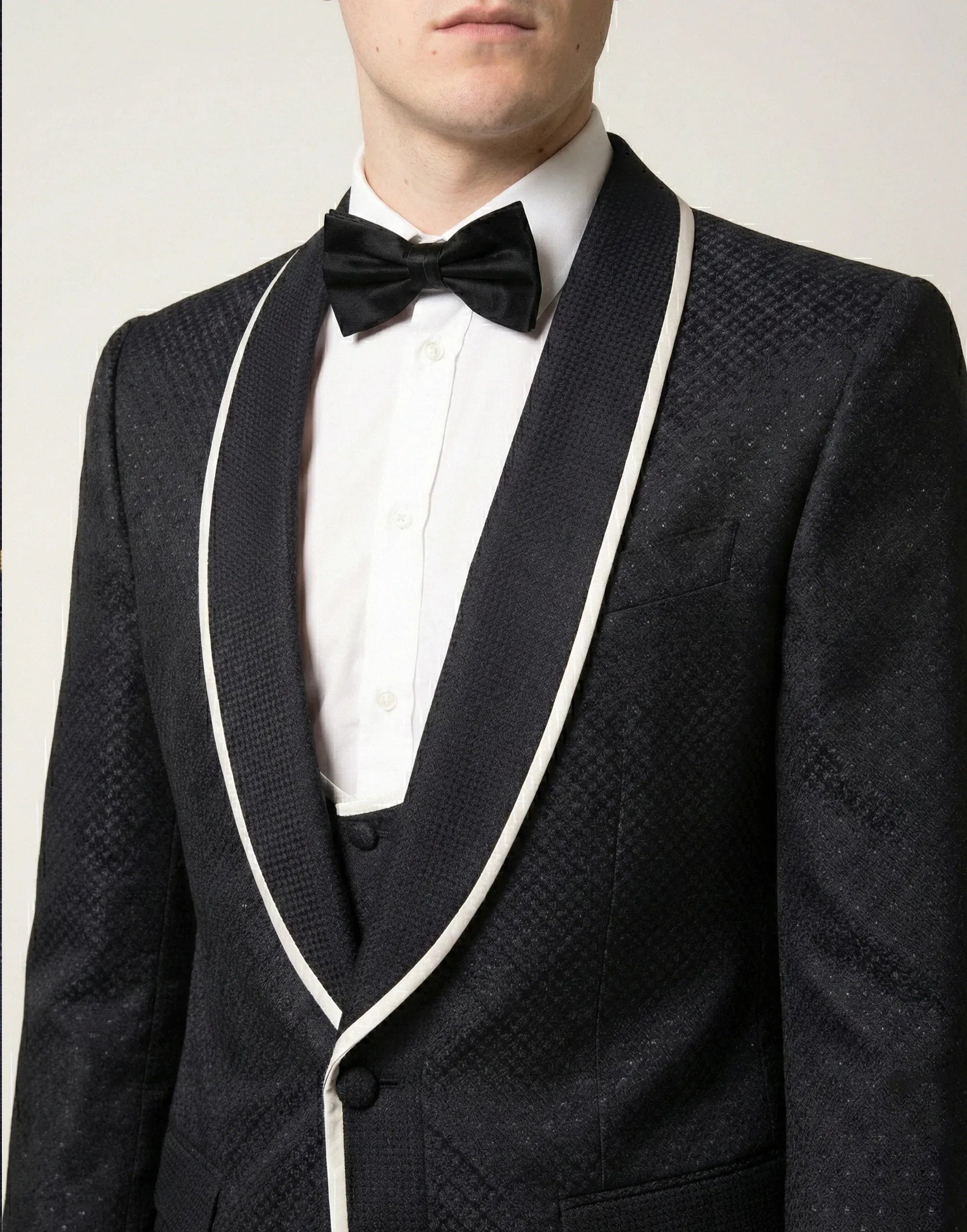 Dolce & Gabbana 提花晚礼服套装，配有撞色滚边