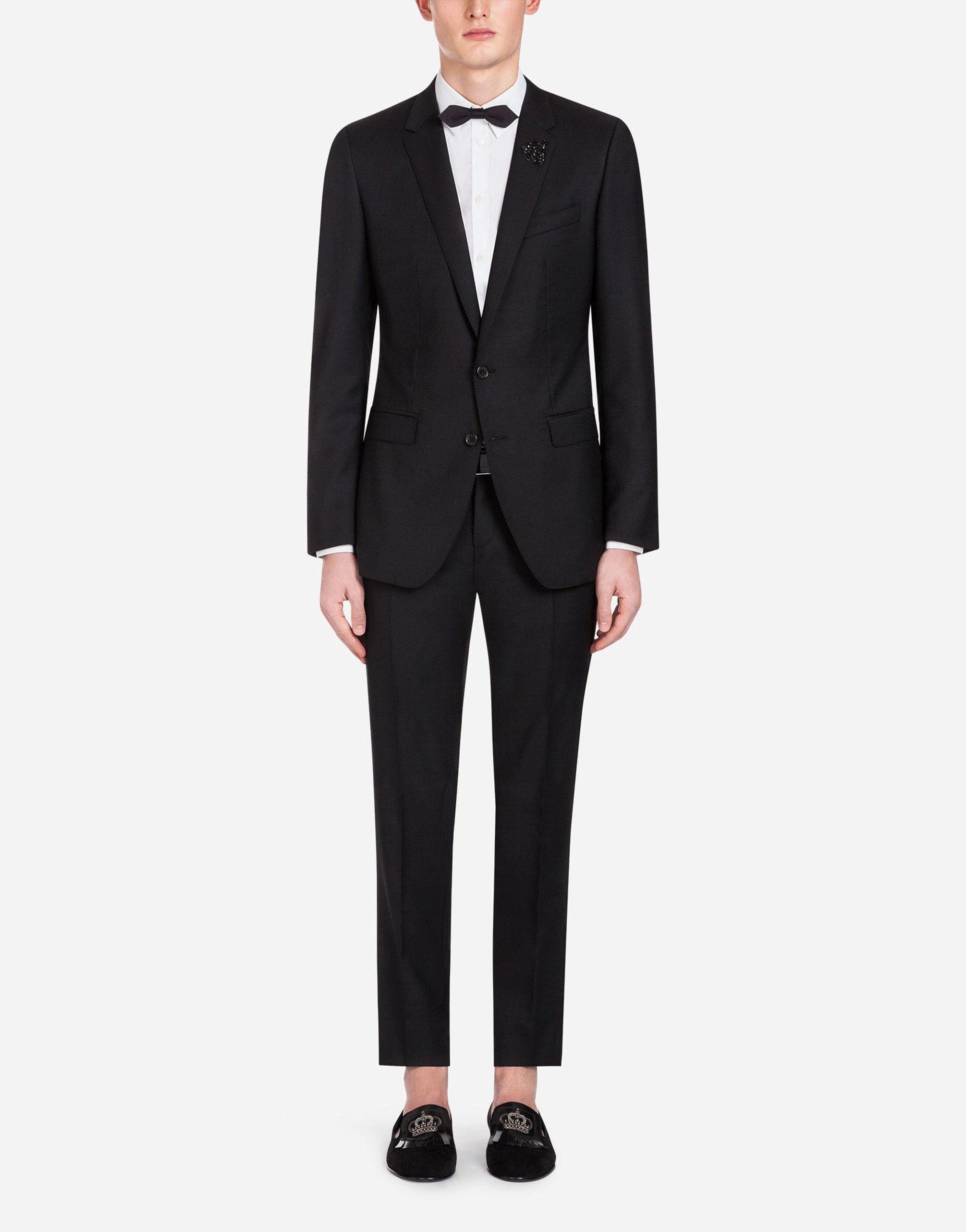 Dolce & Gabbana Jacquard Wool Martini Suit With Patch