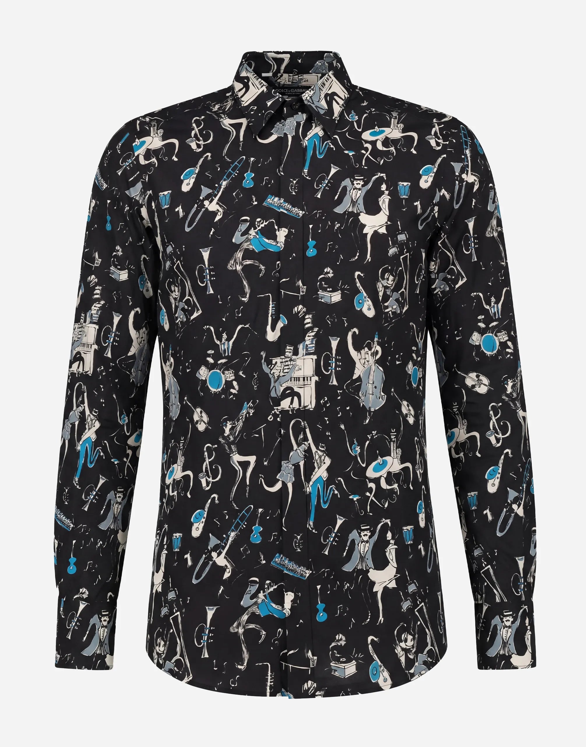 Dolce & Gabbana Dolce & Gabbana Jazz Musician Print Cotton Shirt