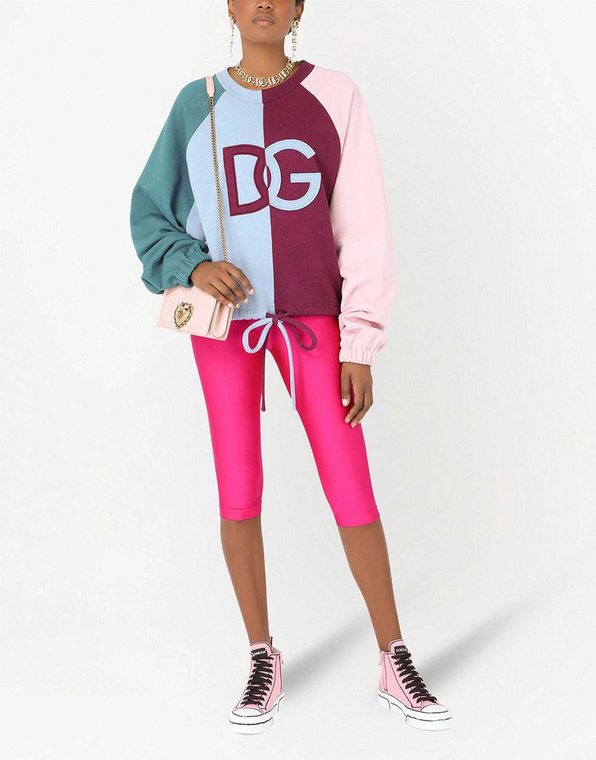 Dolce & Gabbana Jersey Patchwork Sweatshirt With DG Lettering