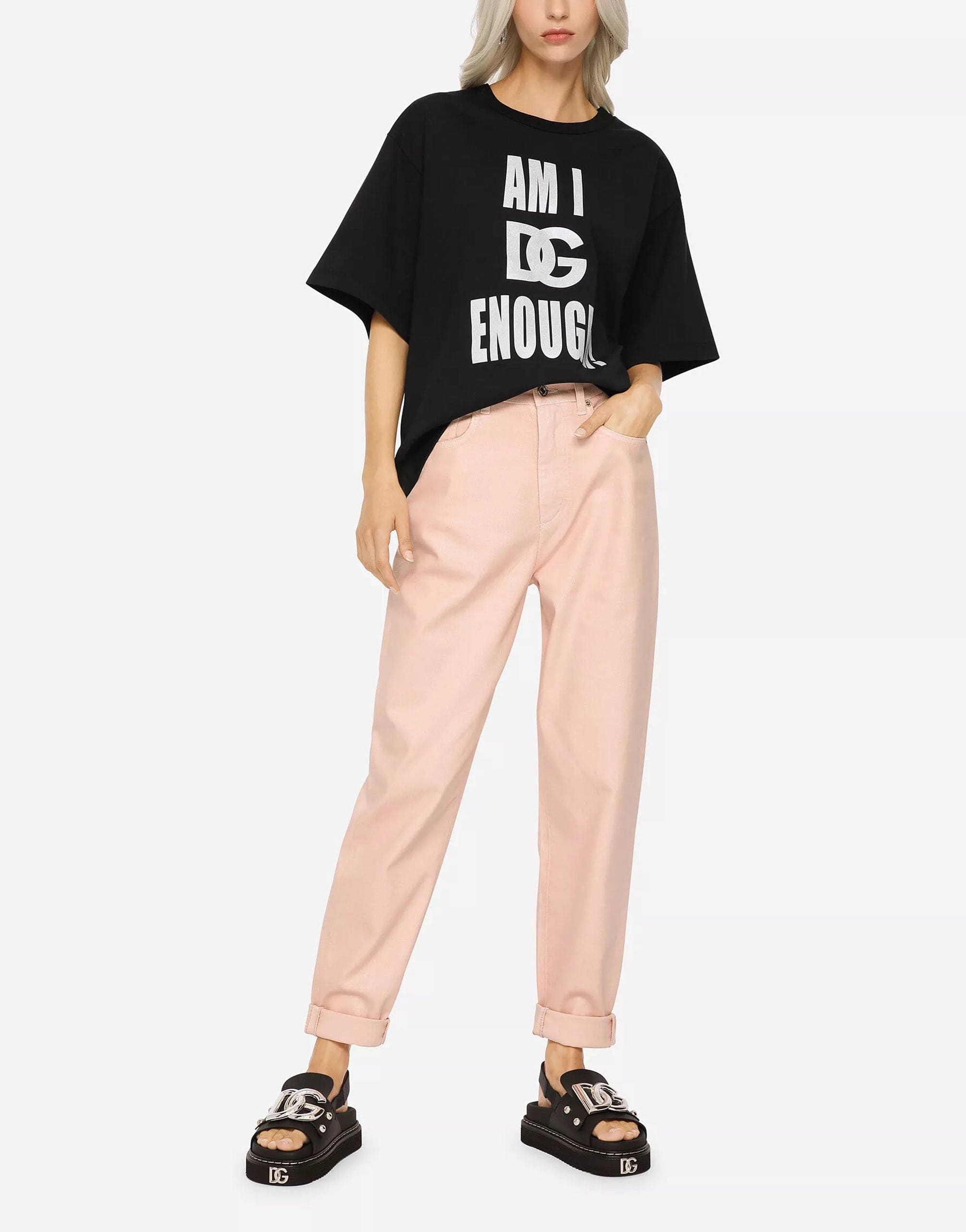 Dolce & Gabbana Jersey T-Shirt With Am I Dg Enough? Print