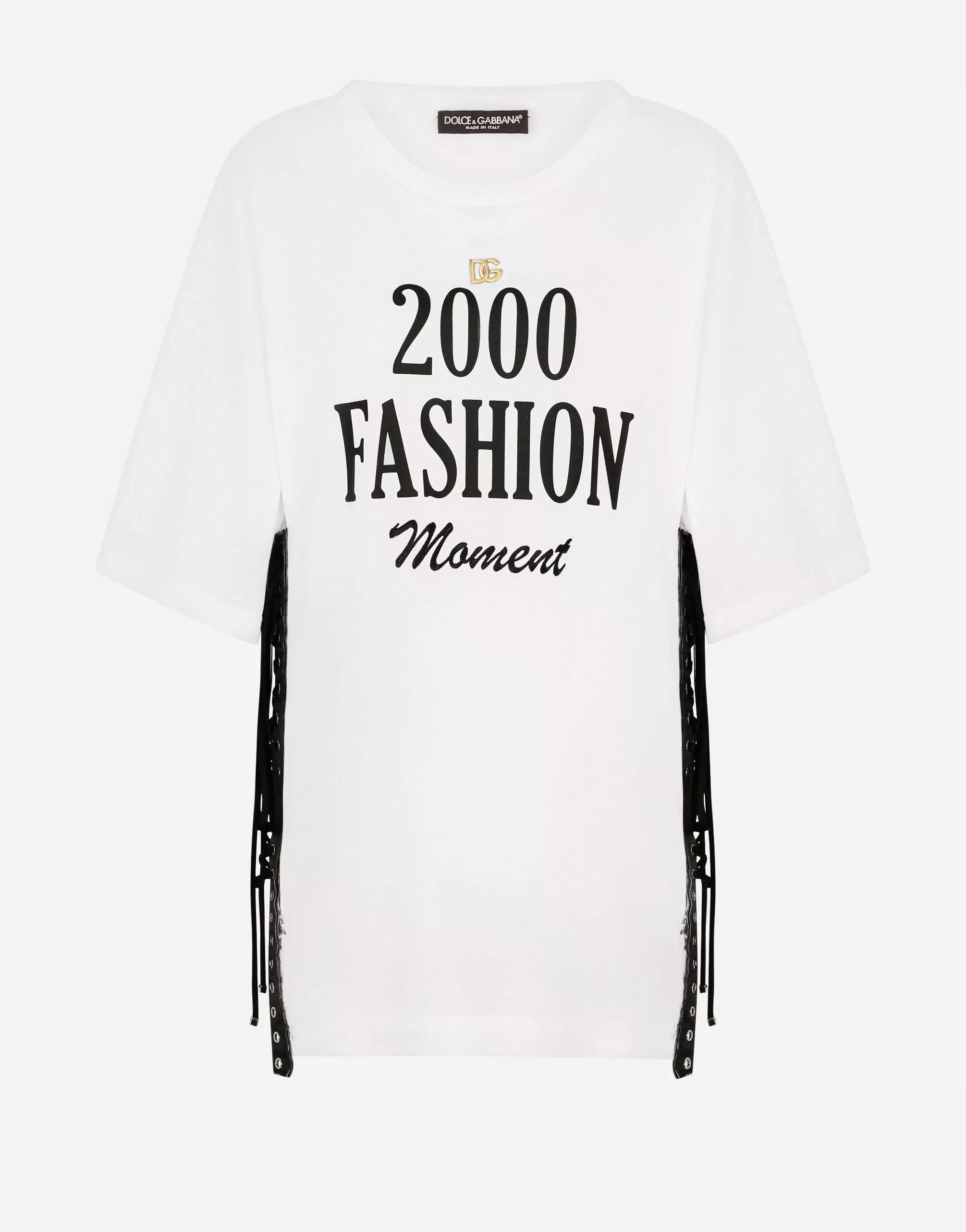 T-shirt in jersey con allacciatura e stampa moda 2000