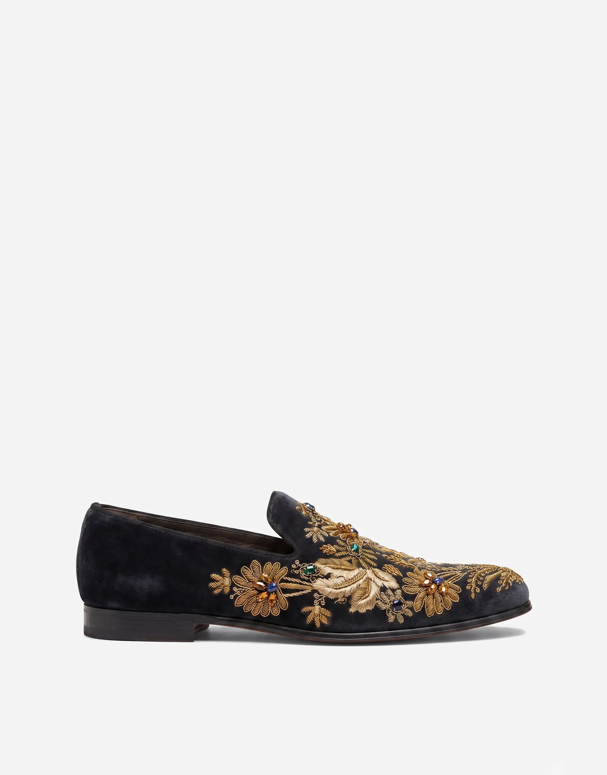 Dolce & Gabbana Dolce & Gabbana Jewel Embroidered Velvet Smoking Loafers