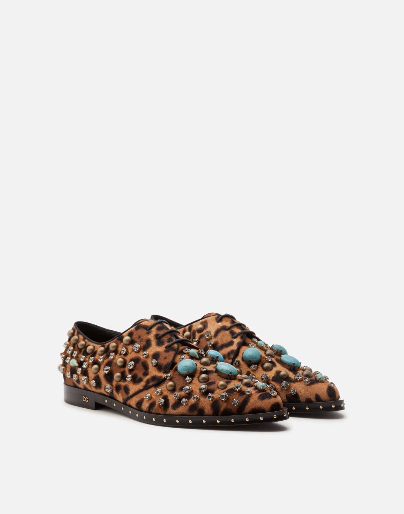 Dolce & Gabbana Jewel Embroidery And Leopard Print Derby Shoes