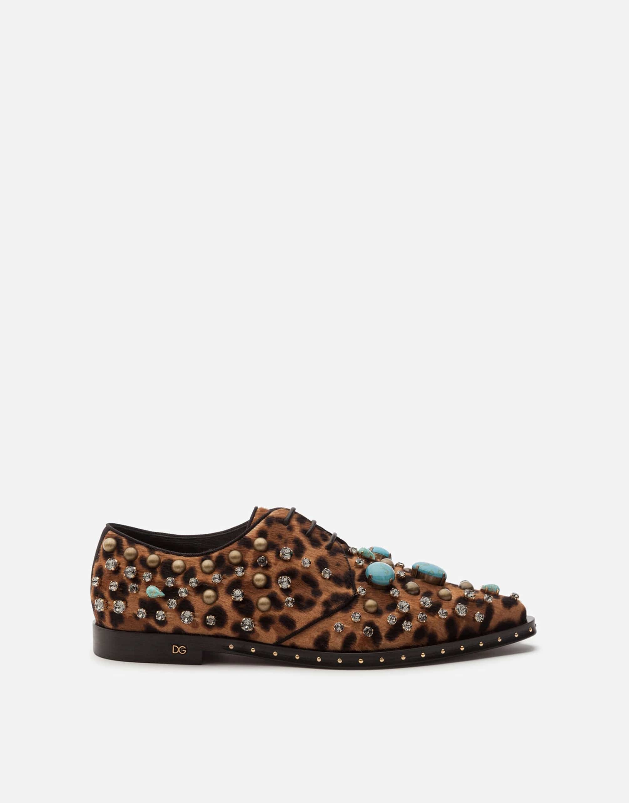 Dolce & Gabbana Jewel Embroidery And Leopard Print Derby Shoes