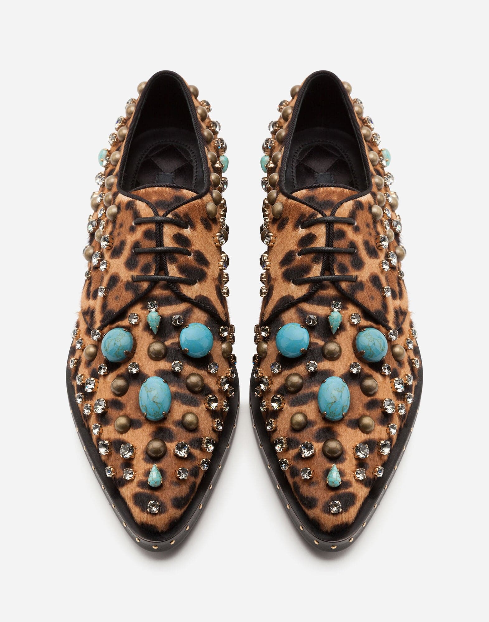 Dolce & Gabbana Jewel Embroidery And Leopard Print Derby Shoes