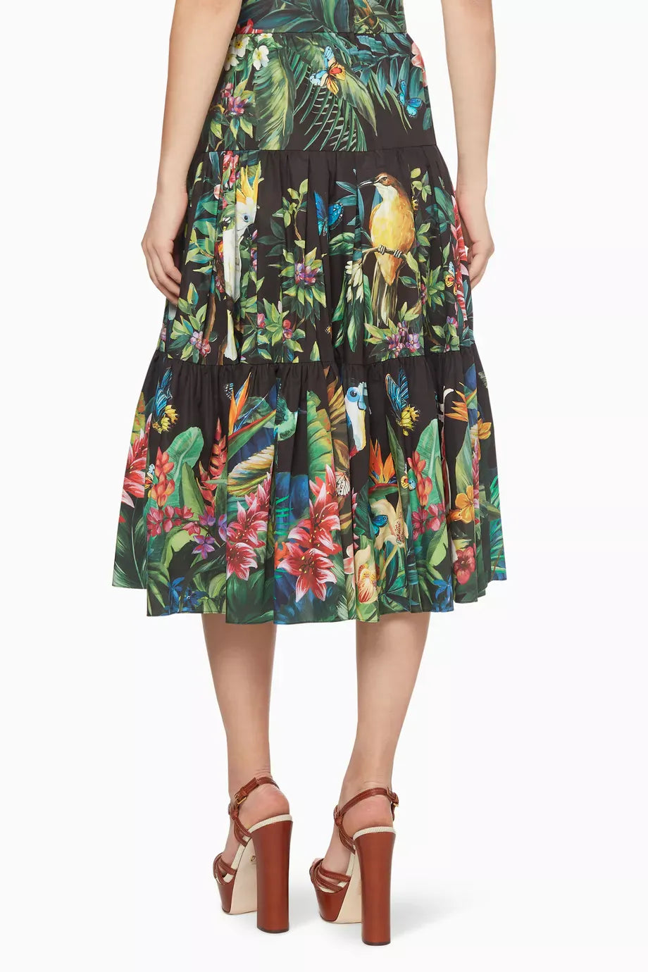 Dolce & Gabbana Jungle Forest Cotton Midi Skirt