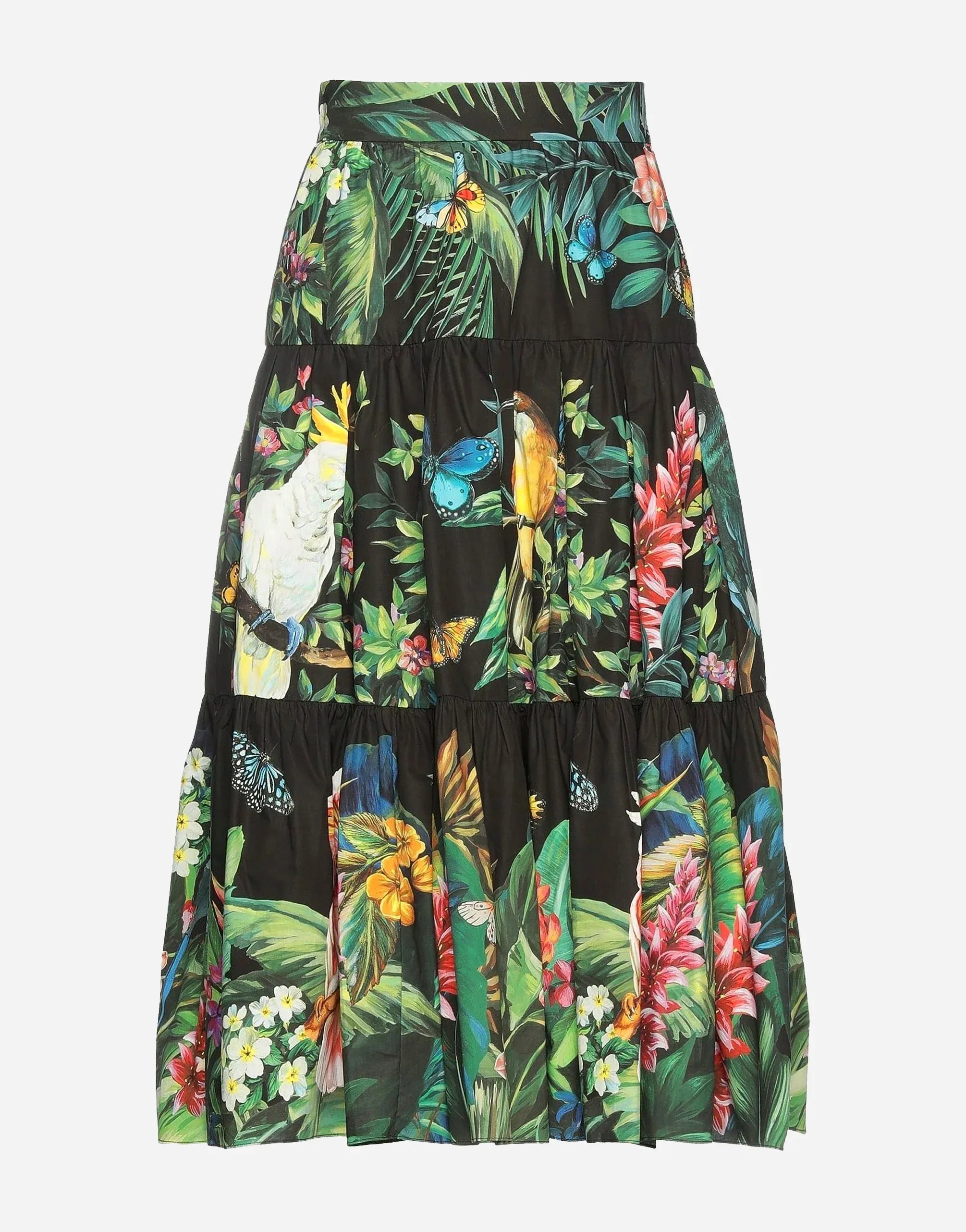 Dolce & Gabbana Jungle Forest Cotton Midi Skirt