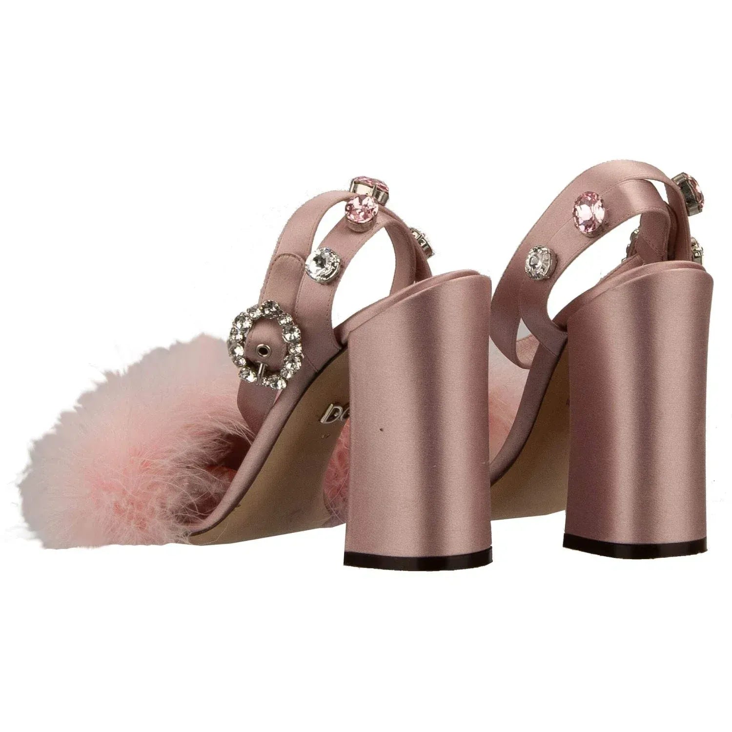 Dolce & Gabbana Keira Crystal Brooch Feather Sandals