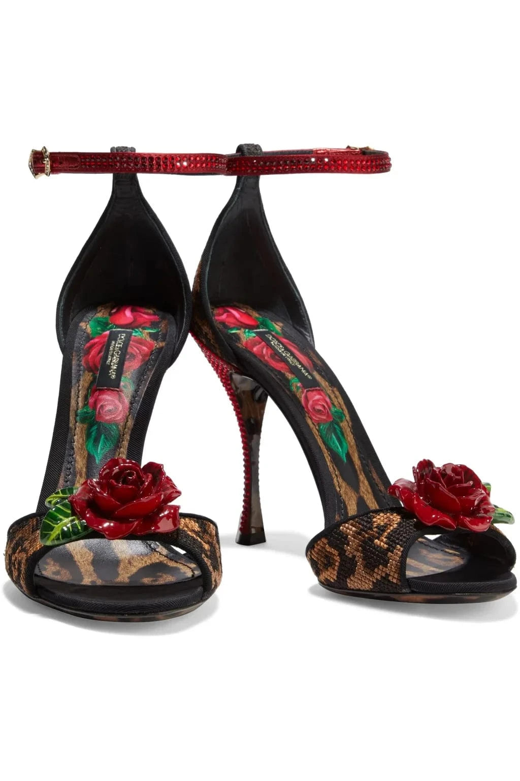 Dolce & Gabbana Keira Floral-Appliquéd Leopard Sandals