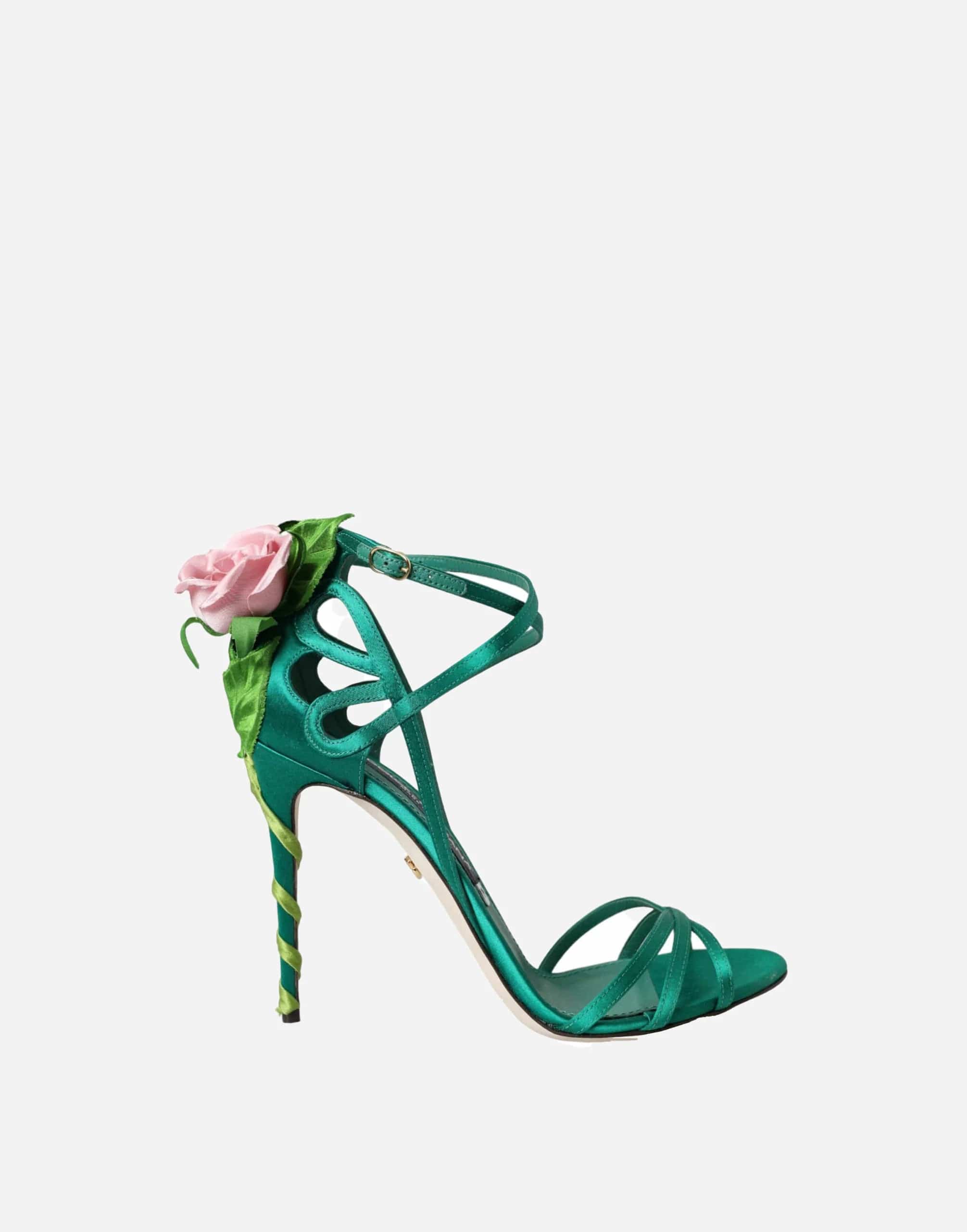 Dolce & Gabbana Keira Green Jeweled Sandals