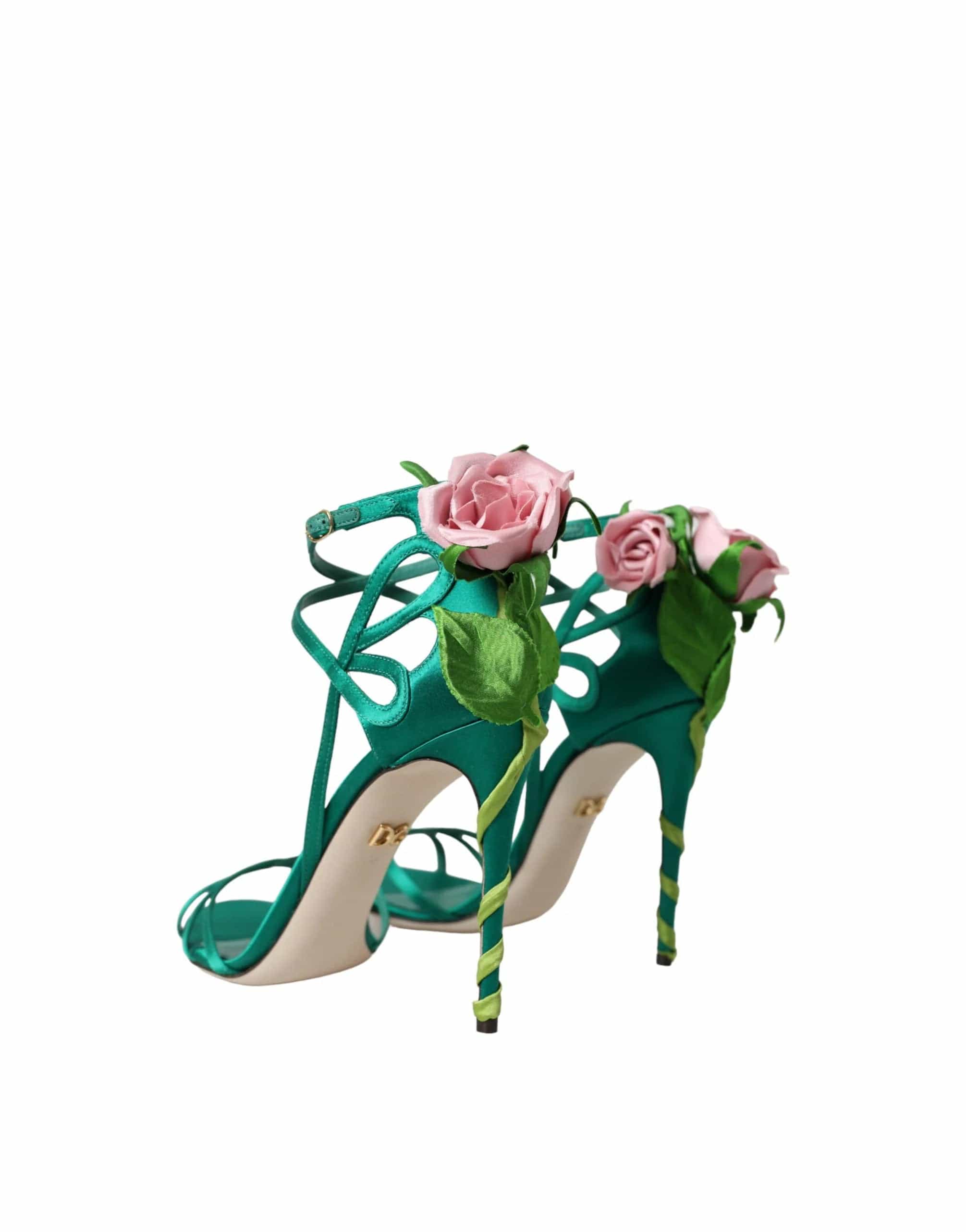 Dolce & Gabbana Keira Green Jeweled Sandals