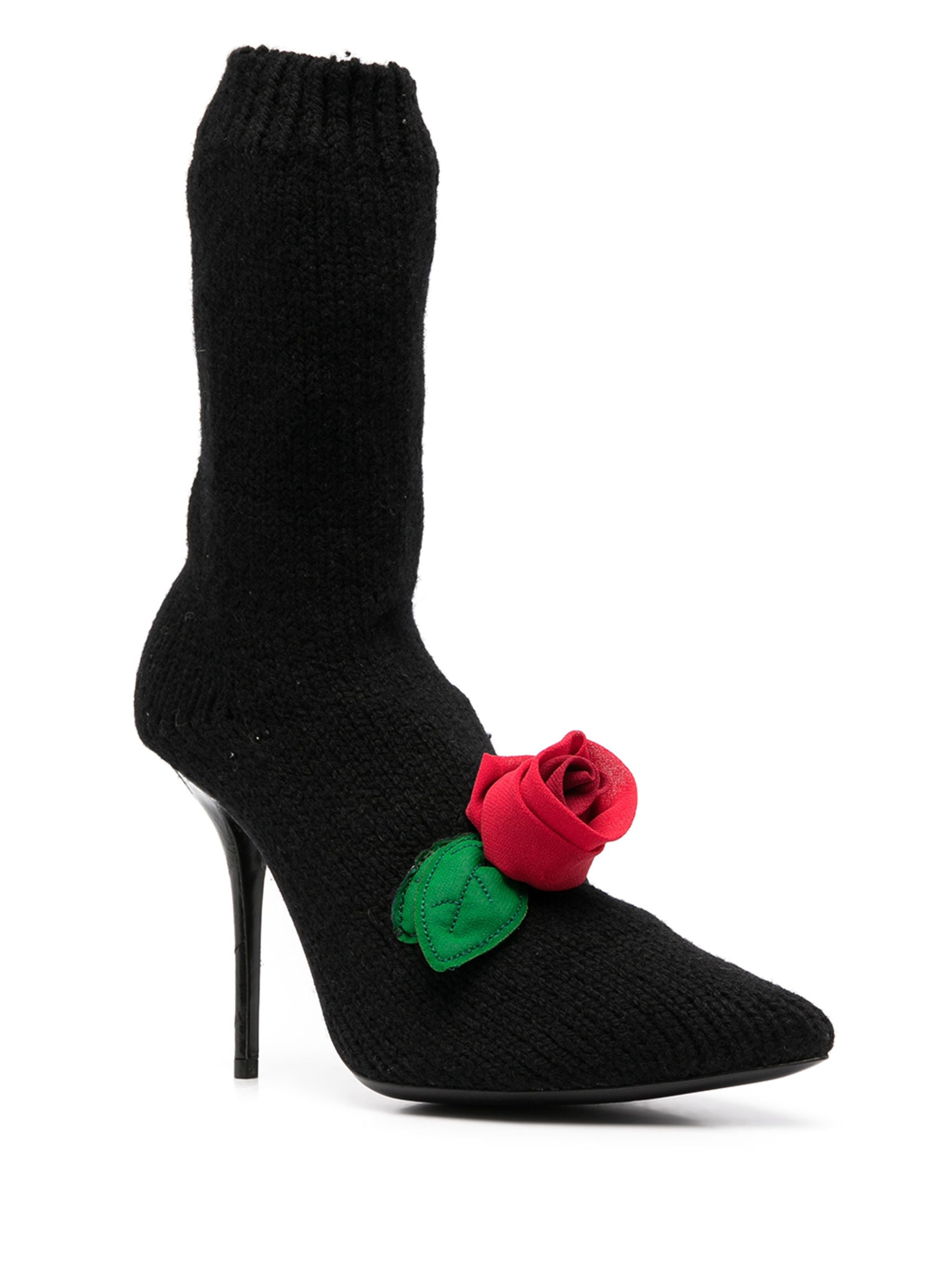 Dolce & Gabbana Knitted Style Rose Calf Boots