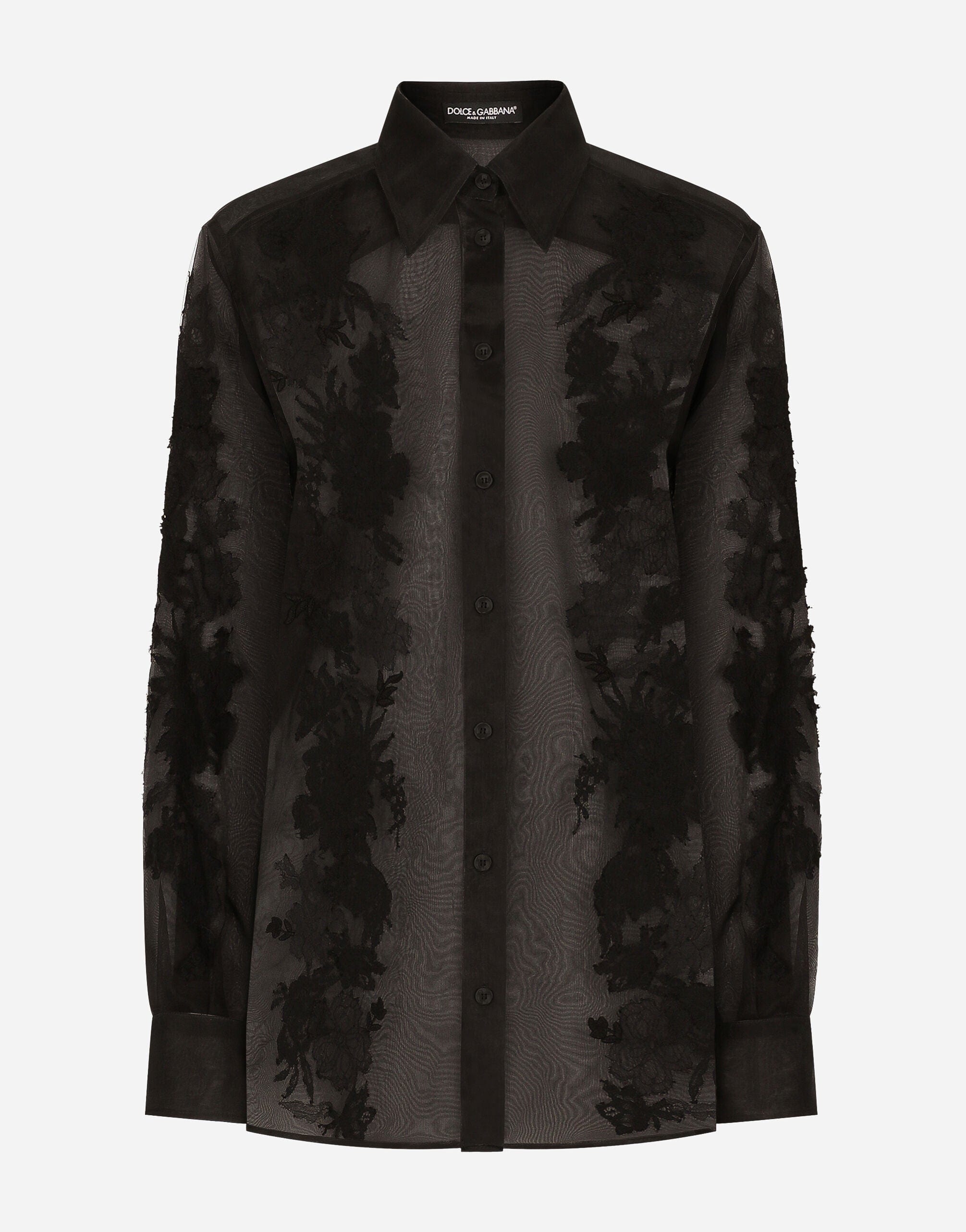 Dolce & Gabbana Lace-Appliqué Silk-Blend Shirt