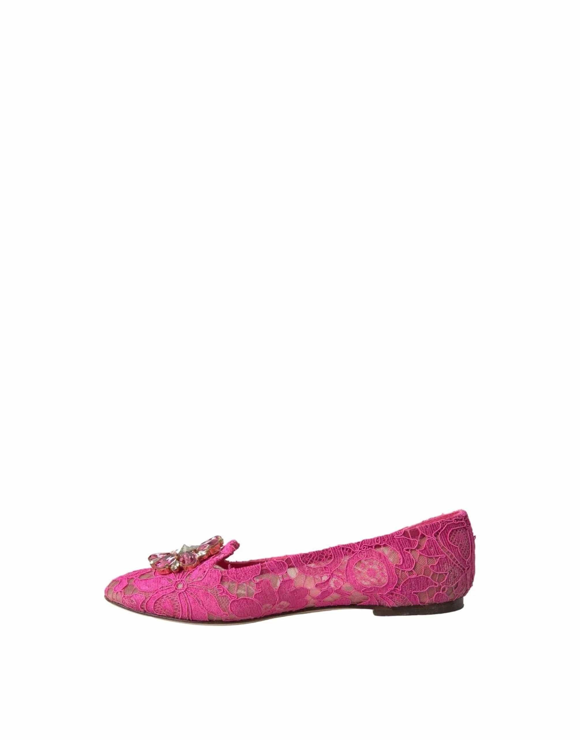 Dolce & Gabbana Lace Crystal Ballet Flats