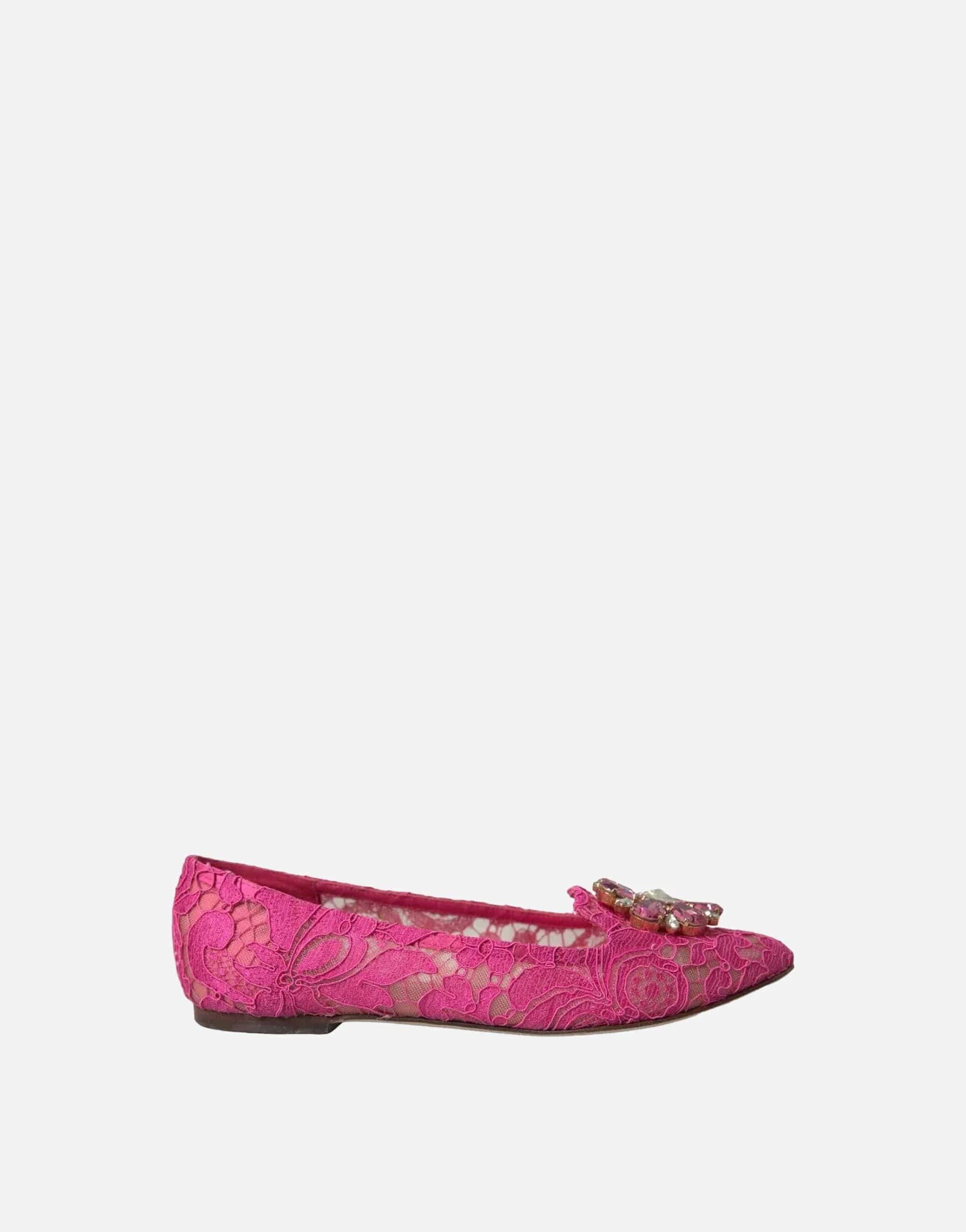 Dolce & Gabbana Lace Crystal Ballet Flats