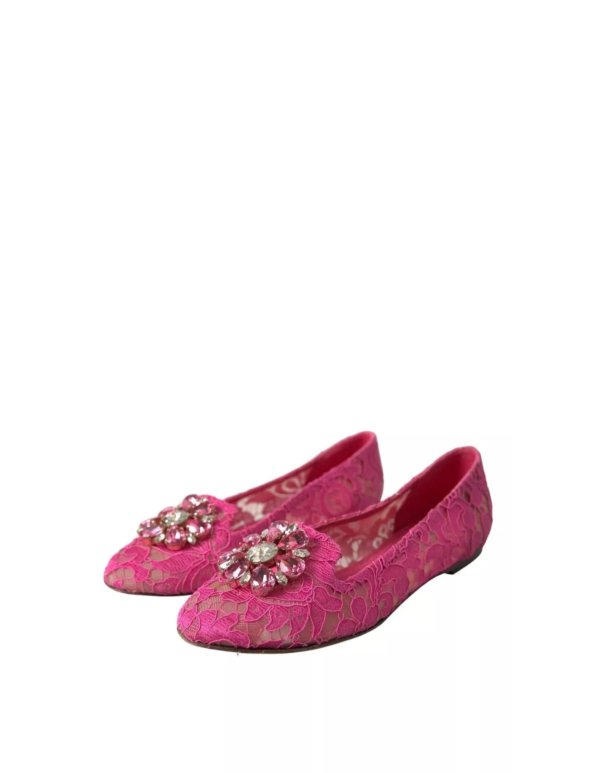 Dolce & Gabbana Lace Crystal Ballet Flats