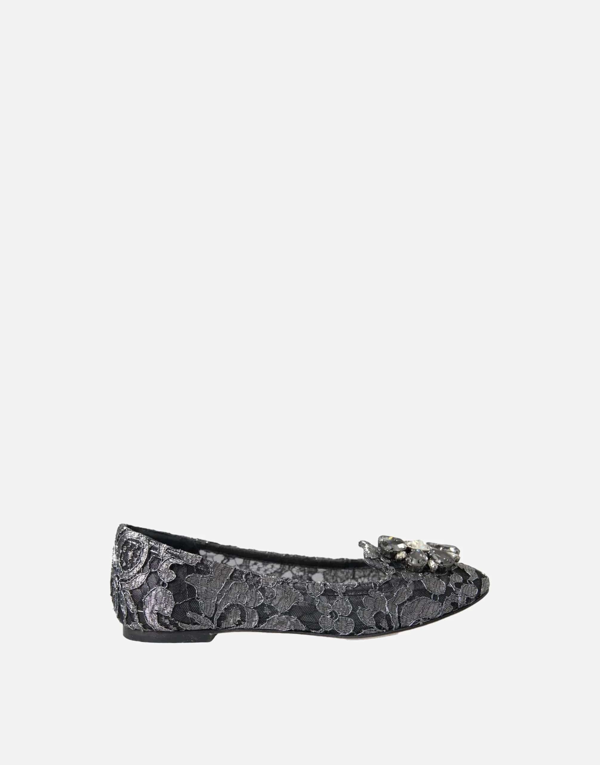 Dolce & Gabbana Lace Crystal Ballet Flats