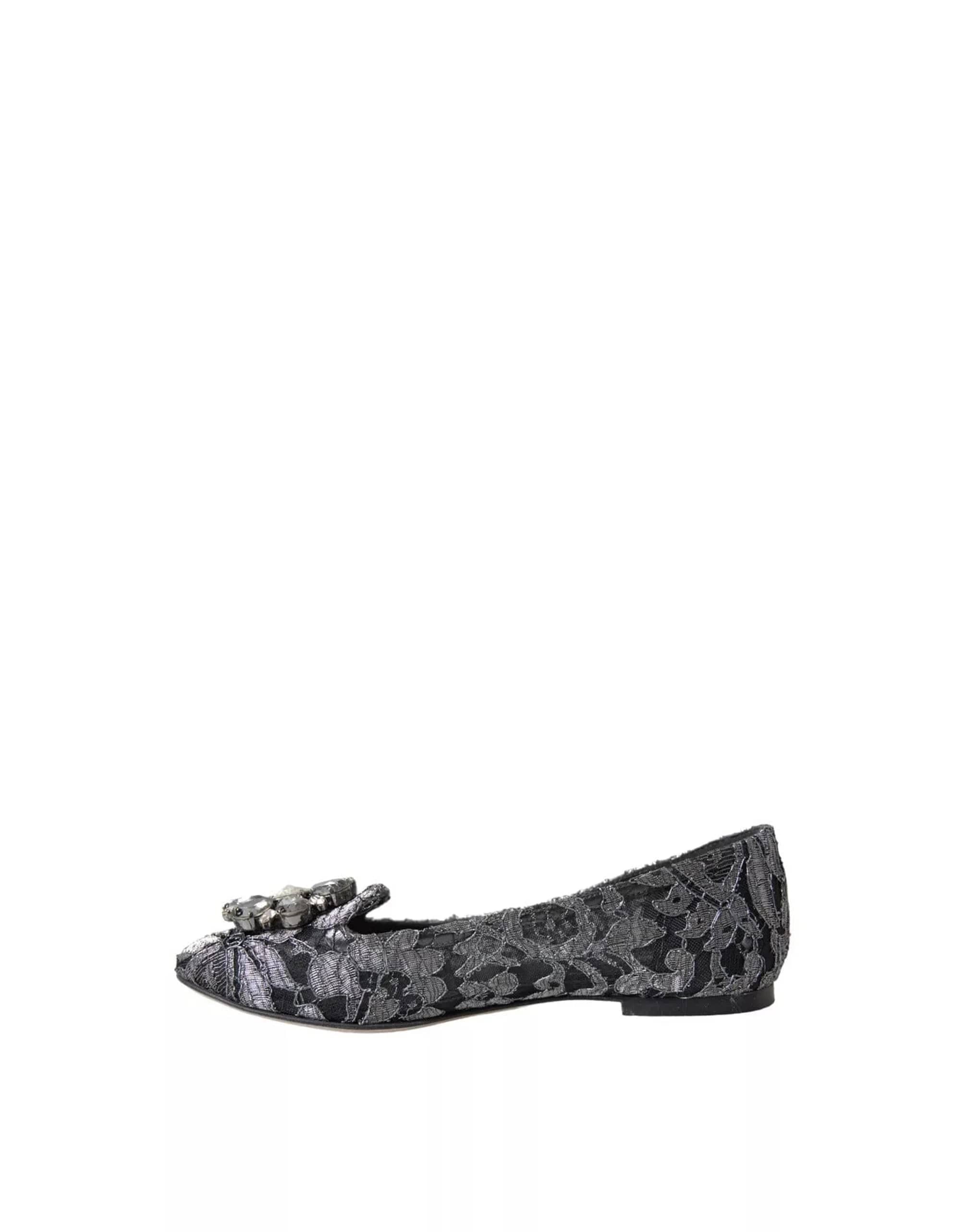 Dolce & Gabbana Lace Crystal Ballet Flats