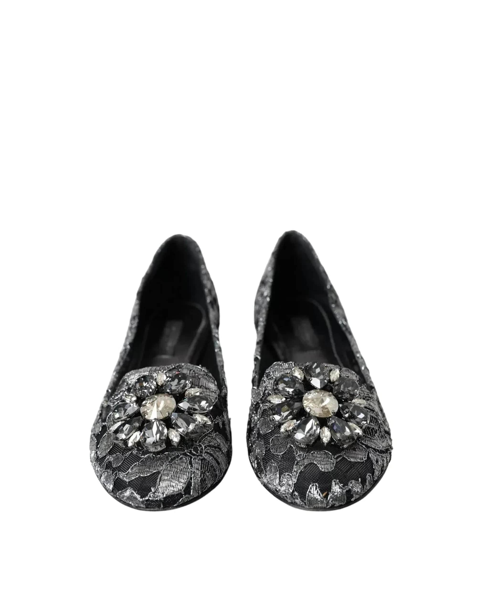 Dolce & Gabbana Lace Crystal Ballet Flats