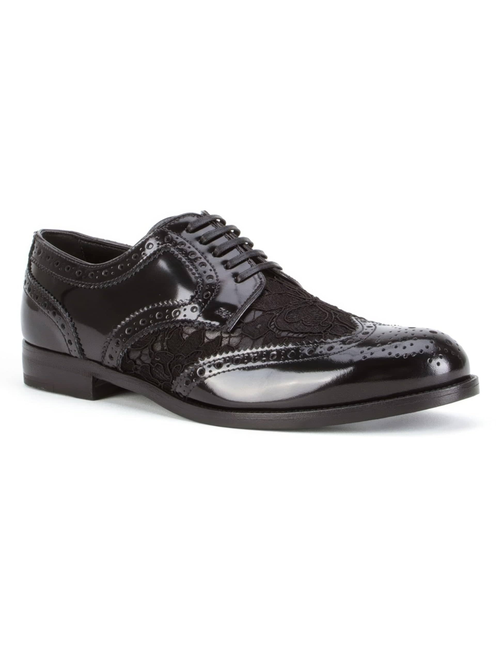 Dolce & Gabbana Lace Detail Leather Derby Shoes