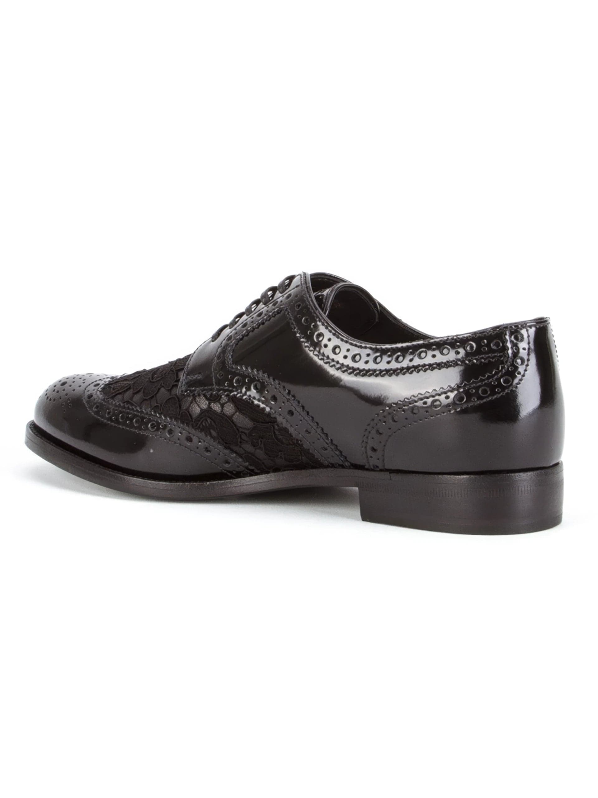 Dolce & Gabbana Lace Detail Leather Derby Shoes