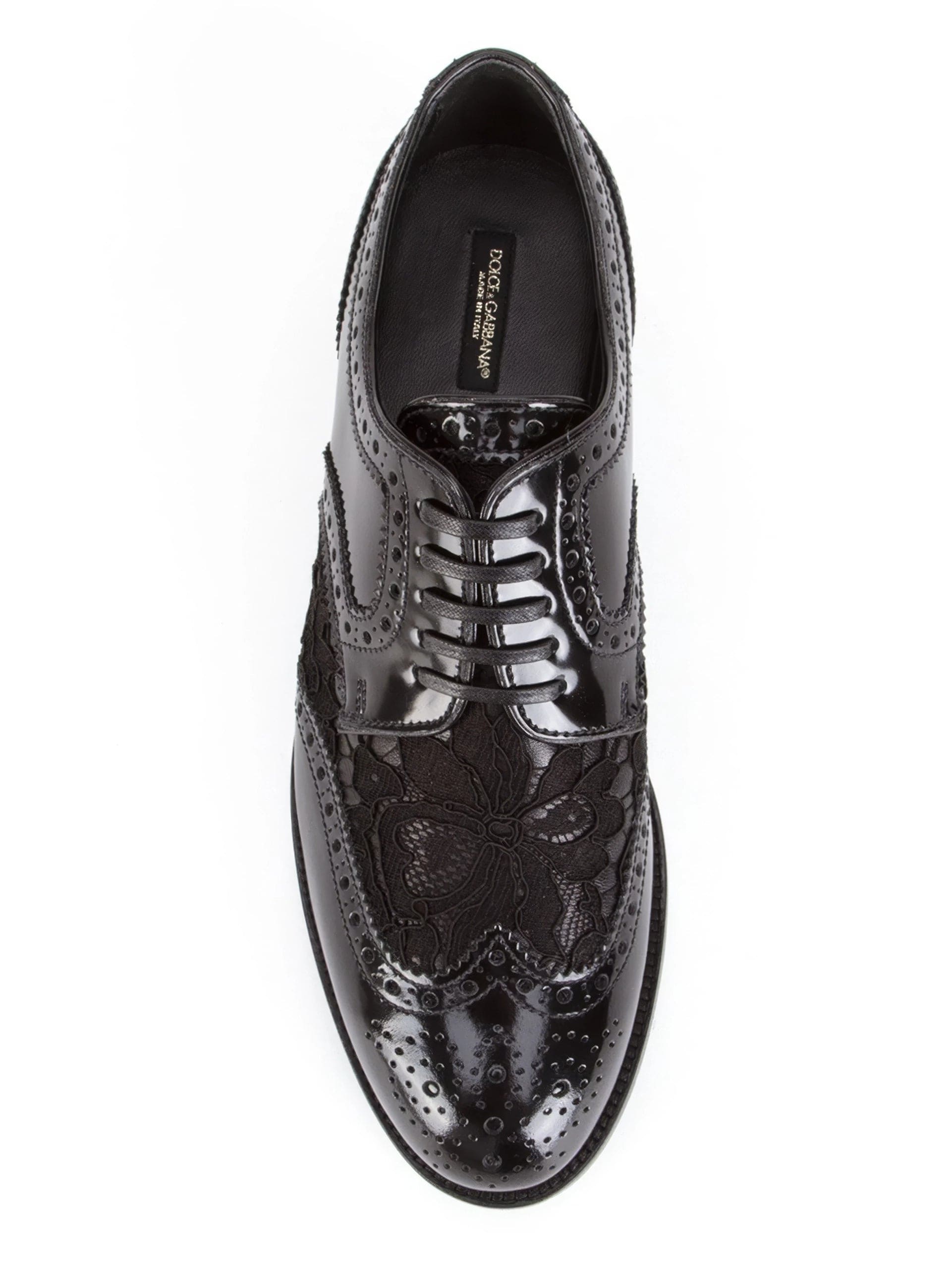 Dolce & Gabbana Lace Detail Leather Derby Shoes