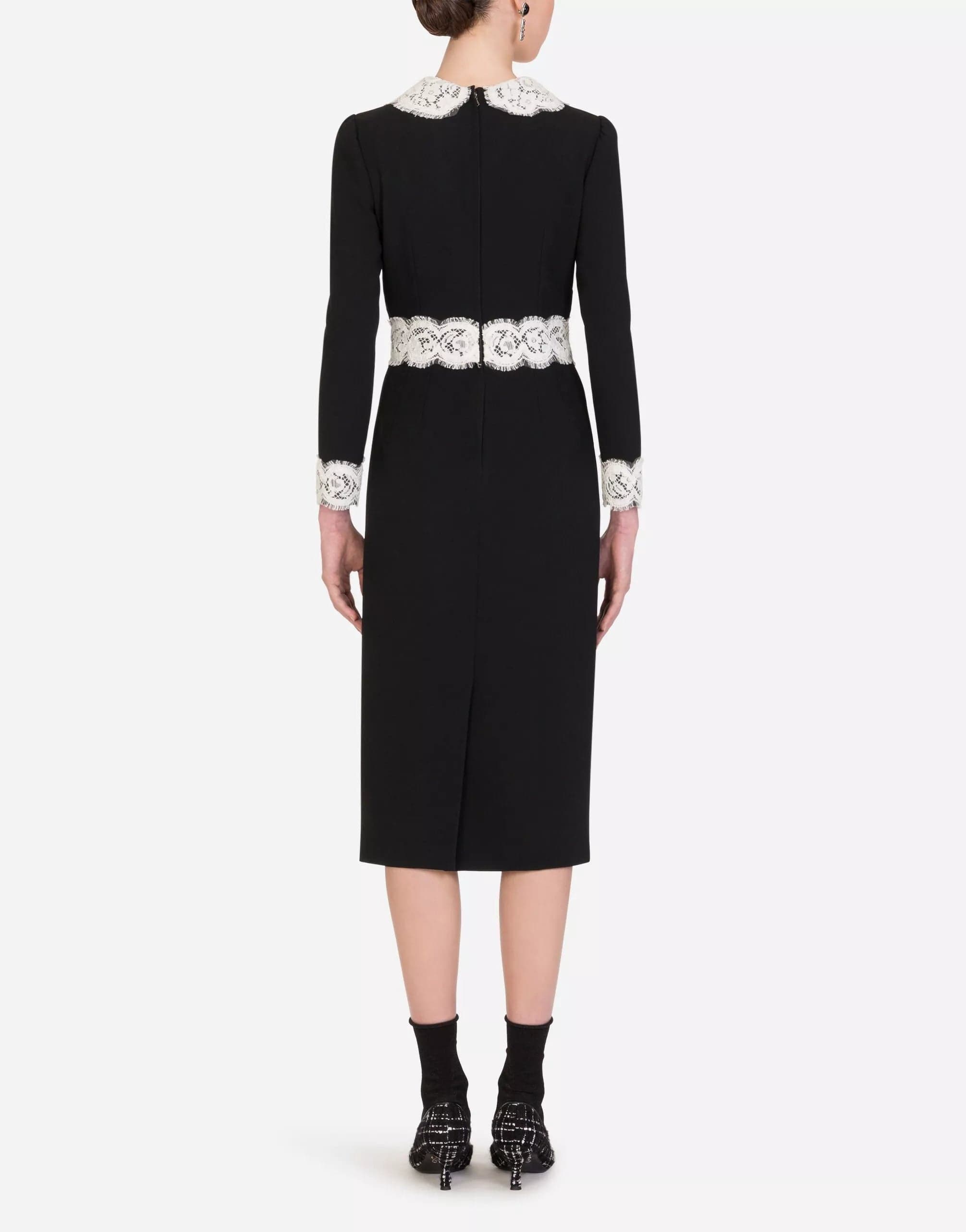 Dolce & Gabbana Lace Detailing Cady Midi Dress