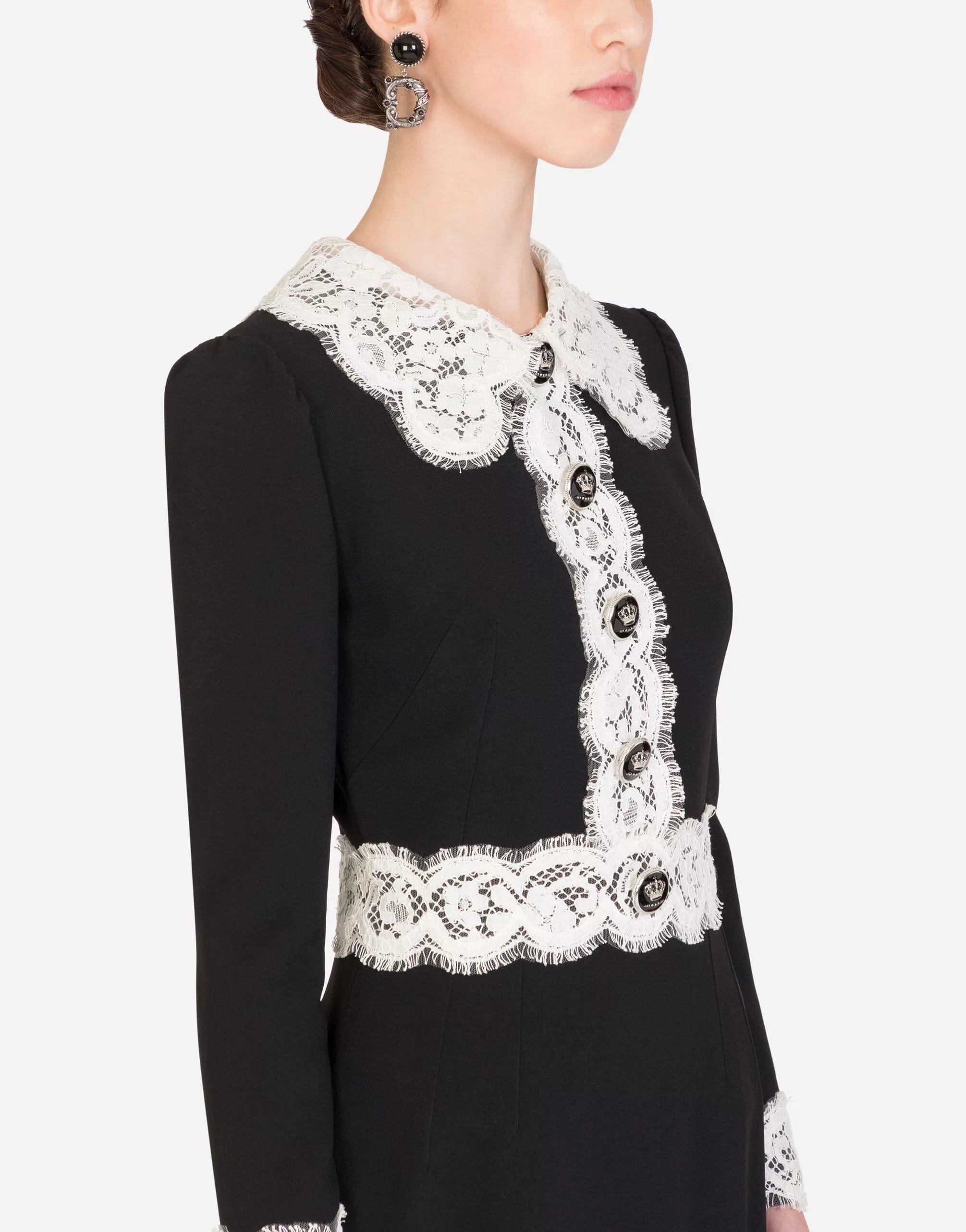 Dolce & Gabbana Lace Detailing Cady Midi Dress