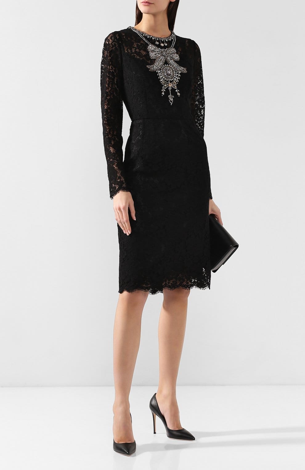 Dolce & Gabbana Lace Dress with Crystal Bow Embellishment - alternate view
