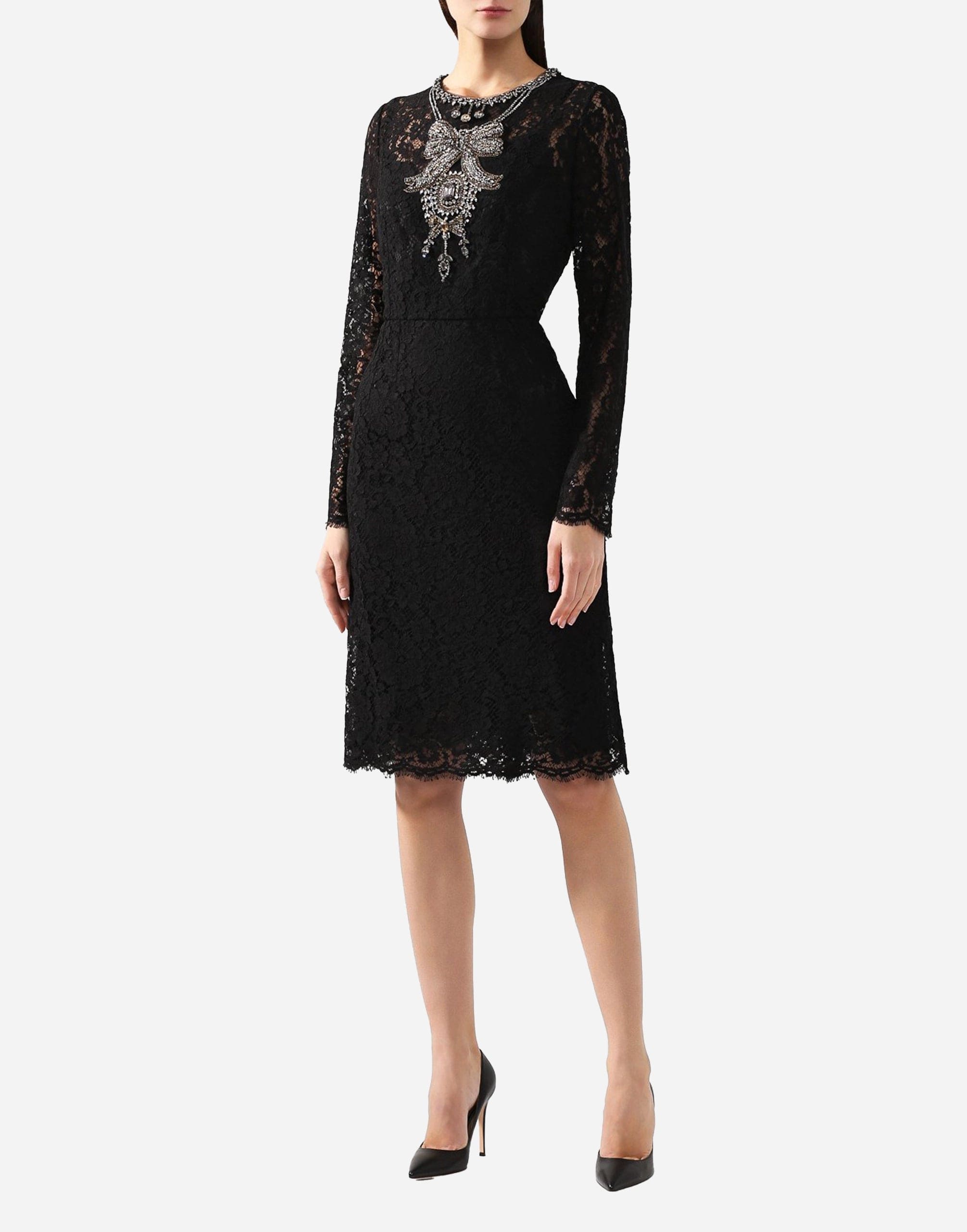 Dolce & Gabbana Lace Dress With Crystal Embellishments