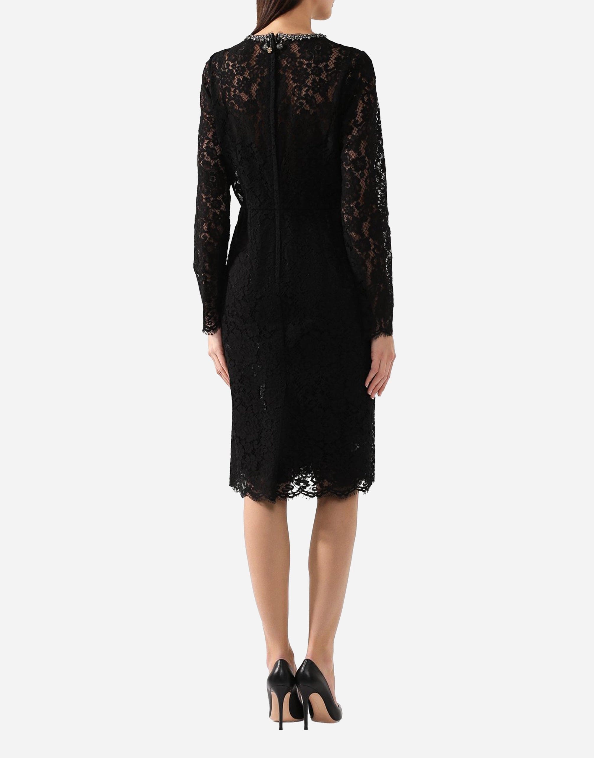 Dolce & Gabbana Lace Dress With Crystal Embellishments