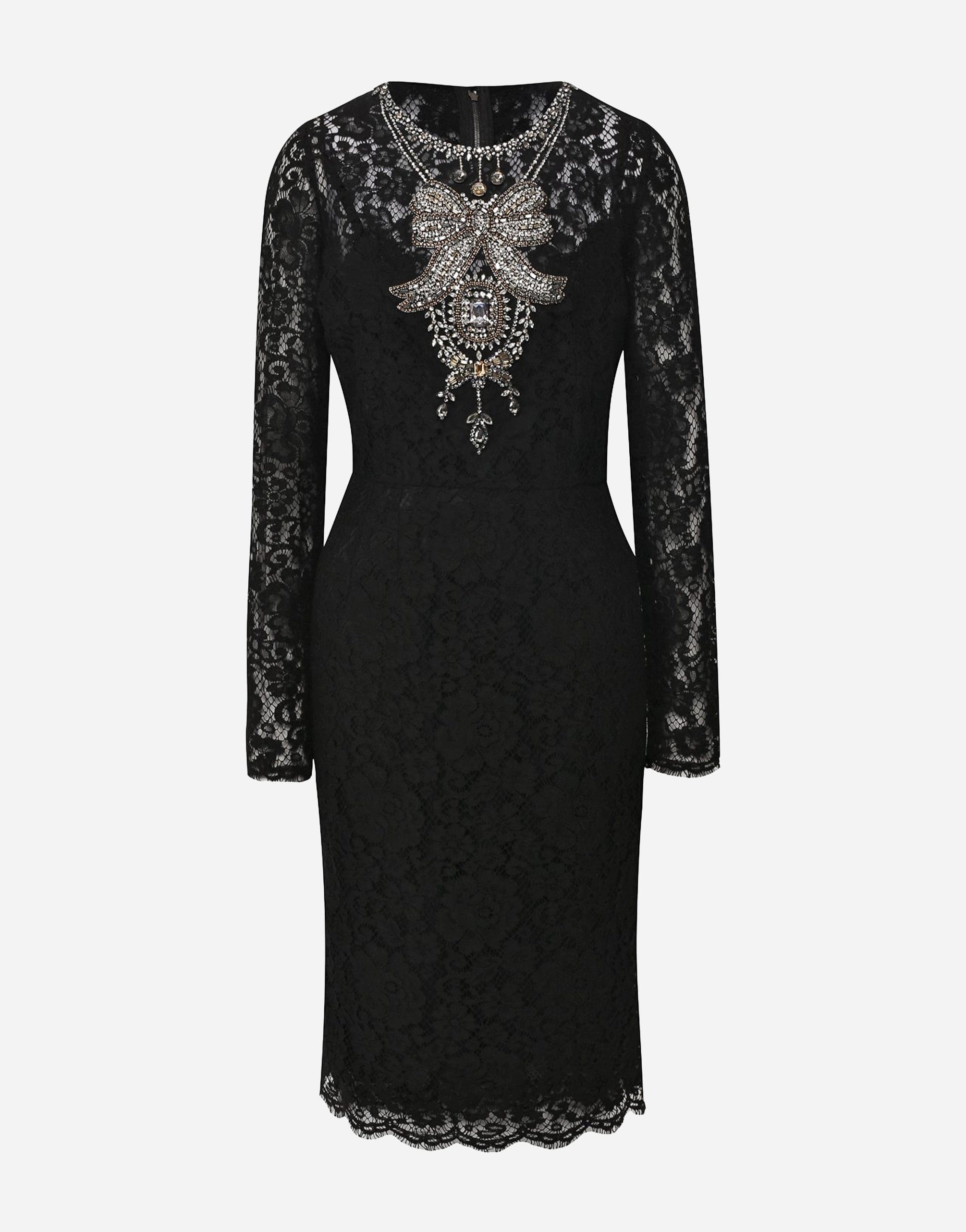 Dolce & Gabbana Lace Dress With Crystal Embellishments