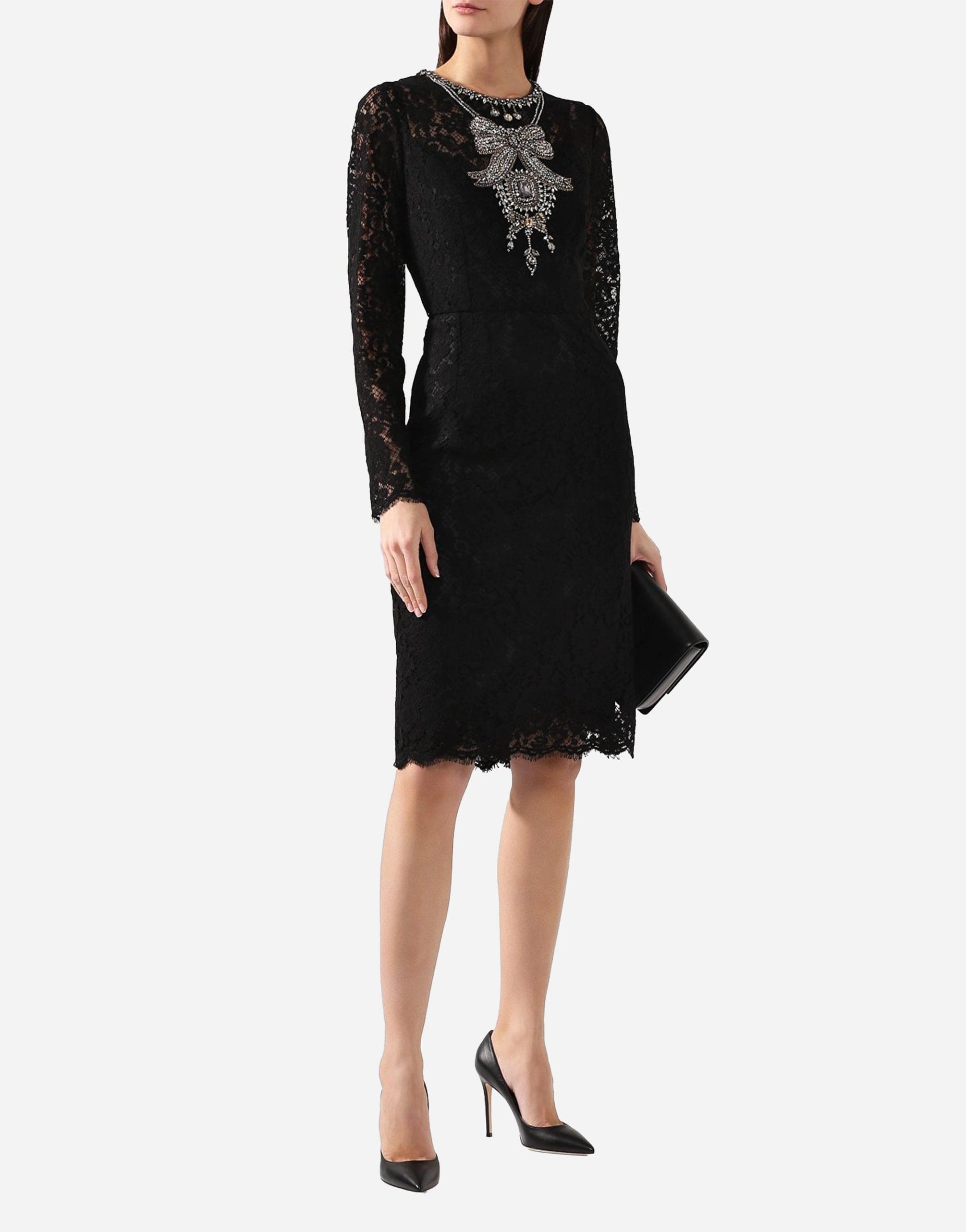 Dolce & Gabbana Lace Dress With Crystal Embellishments