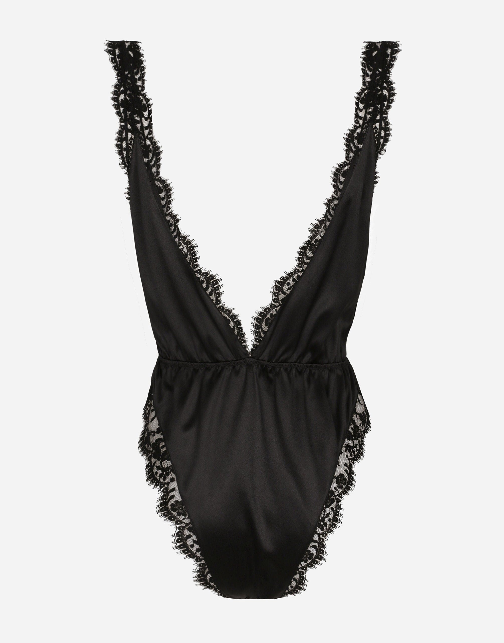 Dolce & Gabbana Lace-Edge Satin Bodysuit