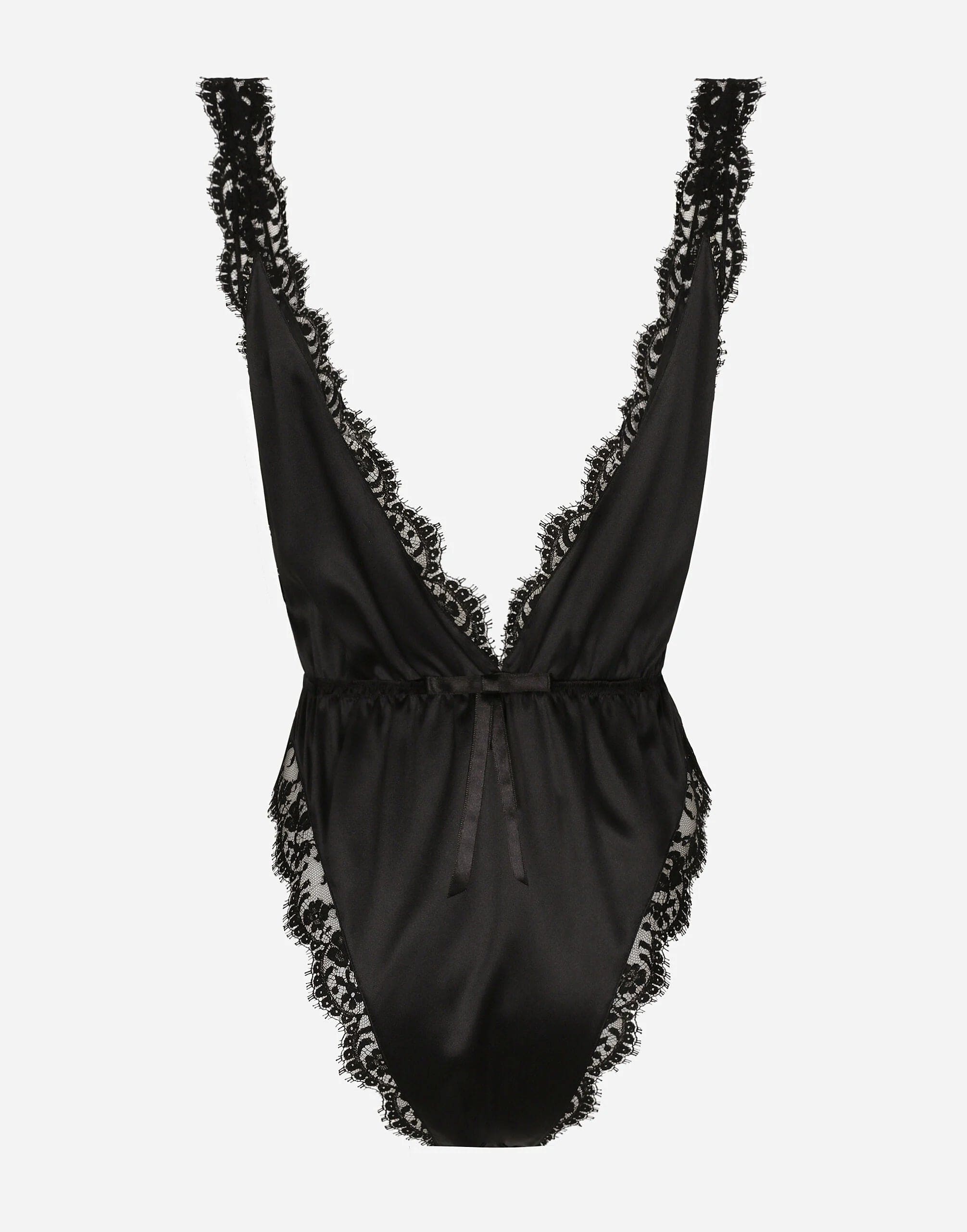 Dolce & Gabbana Lace-Edge Satin Bodysuit