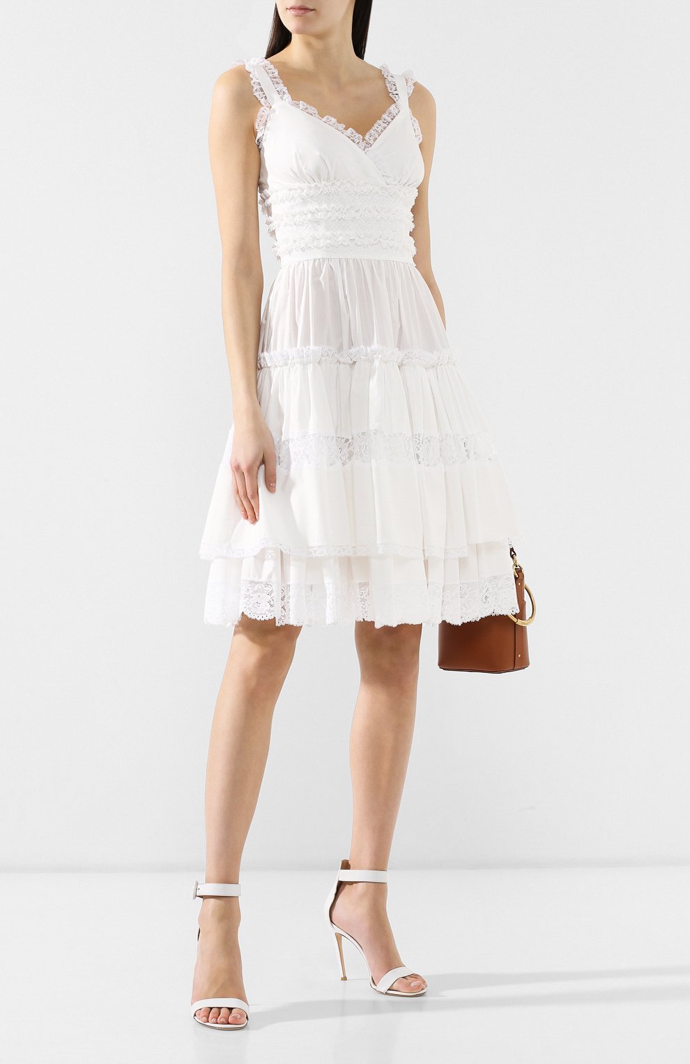 Dolce & Gabbana Lace Embellished Poplin Slip Dress - alternate view