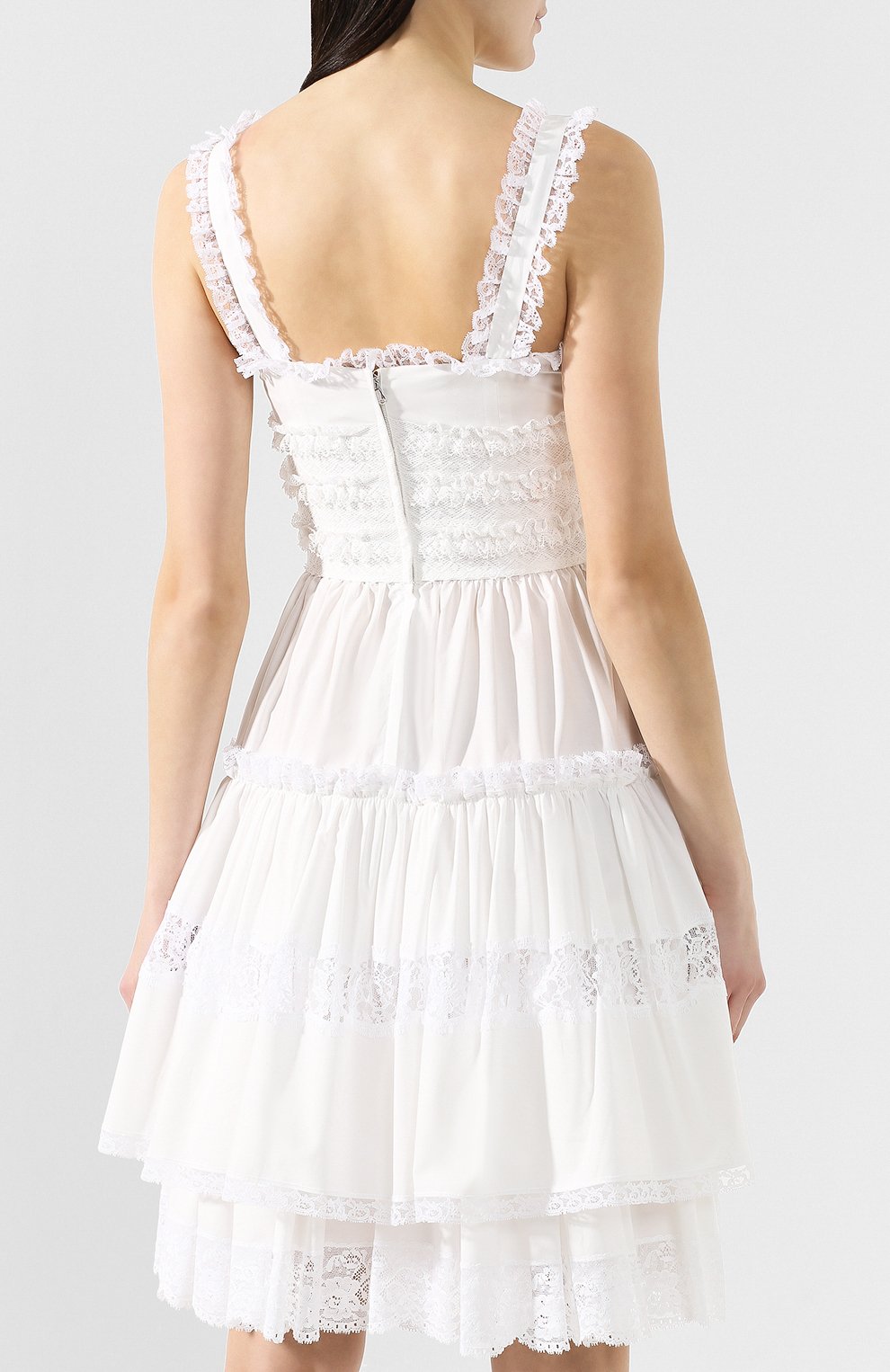 Dolce & Gabbana Lace Embellished Poplin Slip Dress