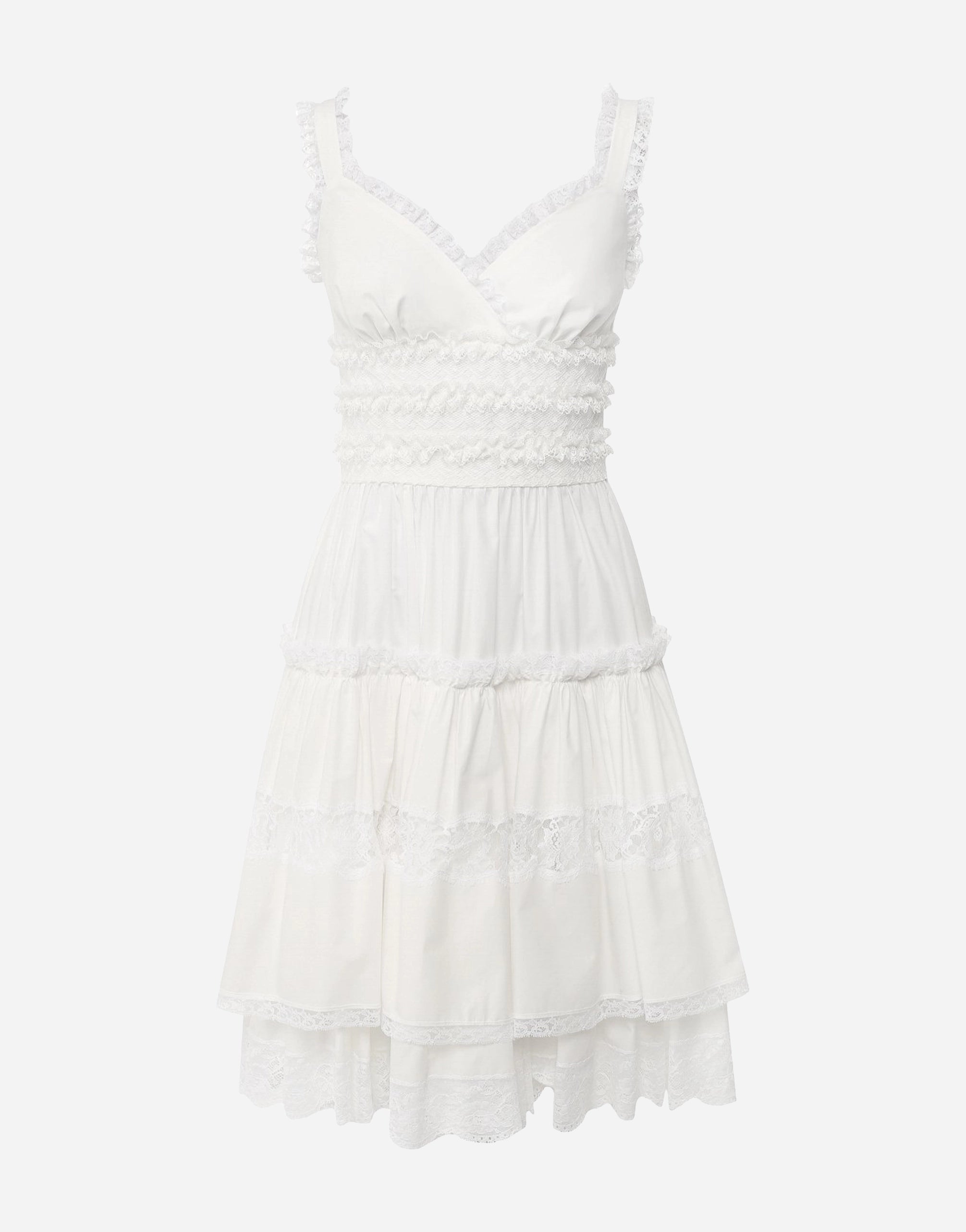 Dolce & Gabbana Lace Embellished Poplin Slip Dress