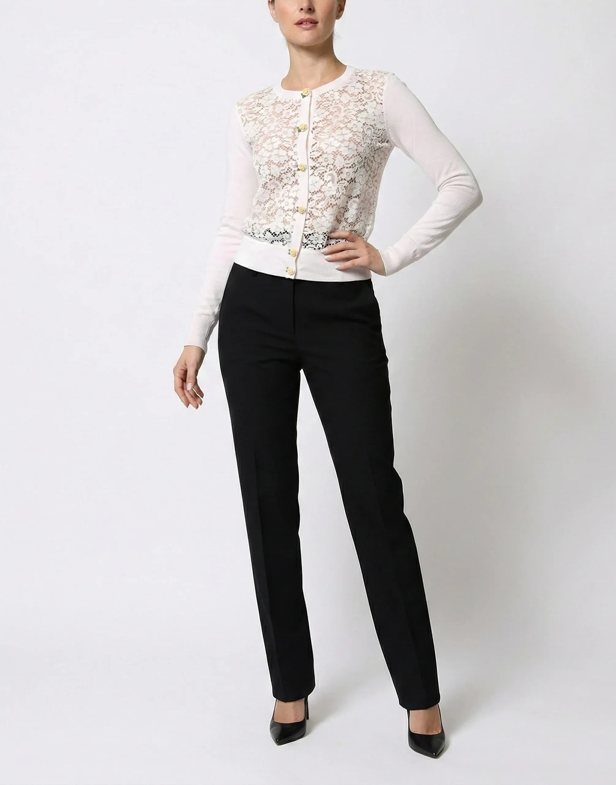 Dolce & Gabbana Lace-Front Knit Cardigan